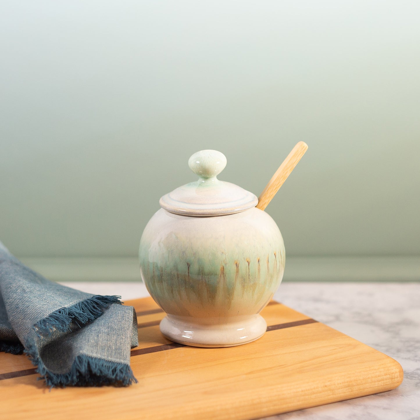 Sugar Jar with Wooden Spoon