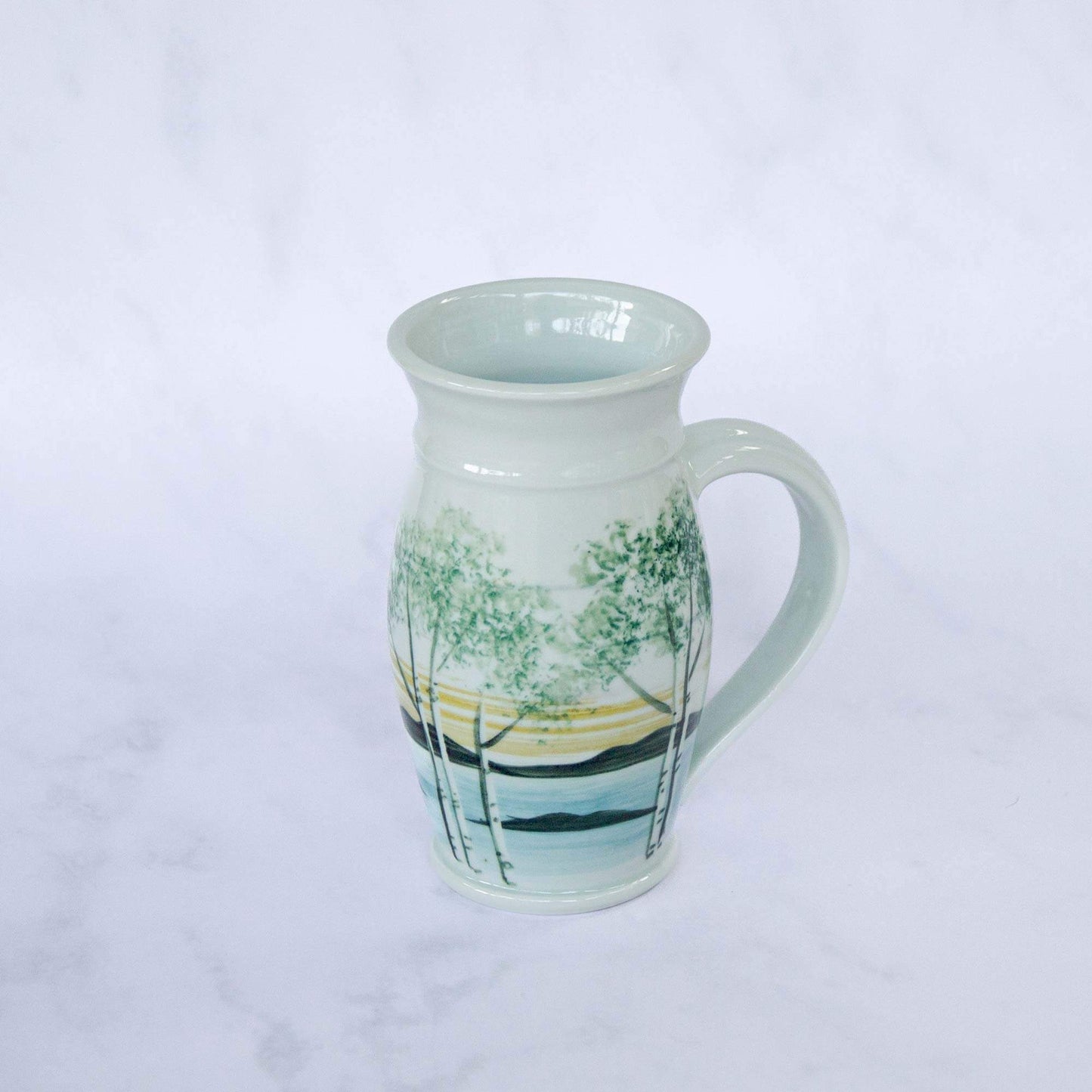 Handmade Pottery Beer Stein in Birch pattern made by Georgetown Pottery in Maine