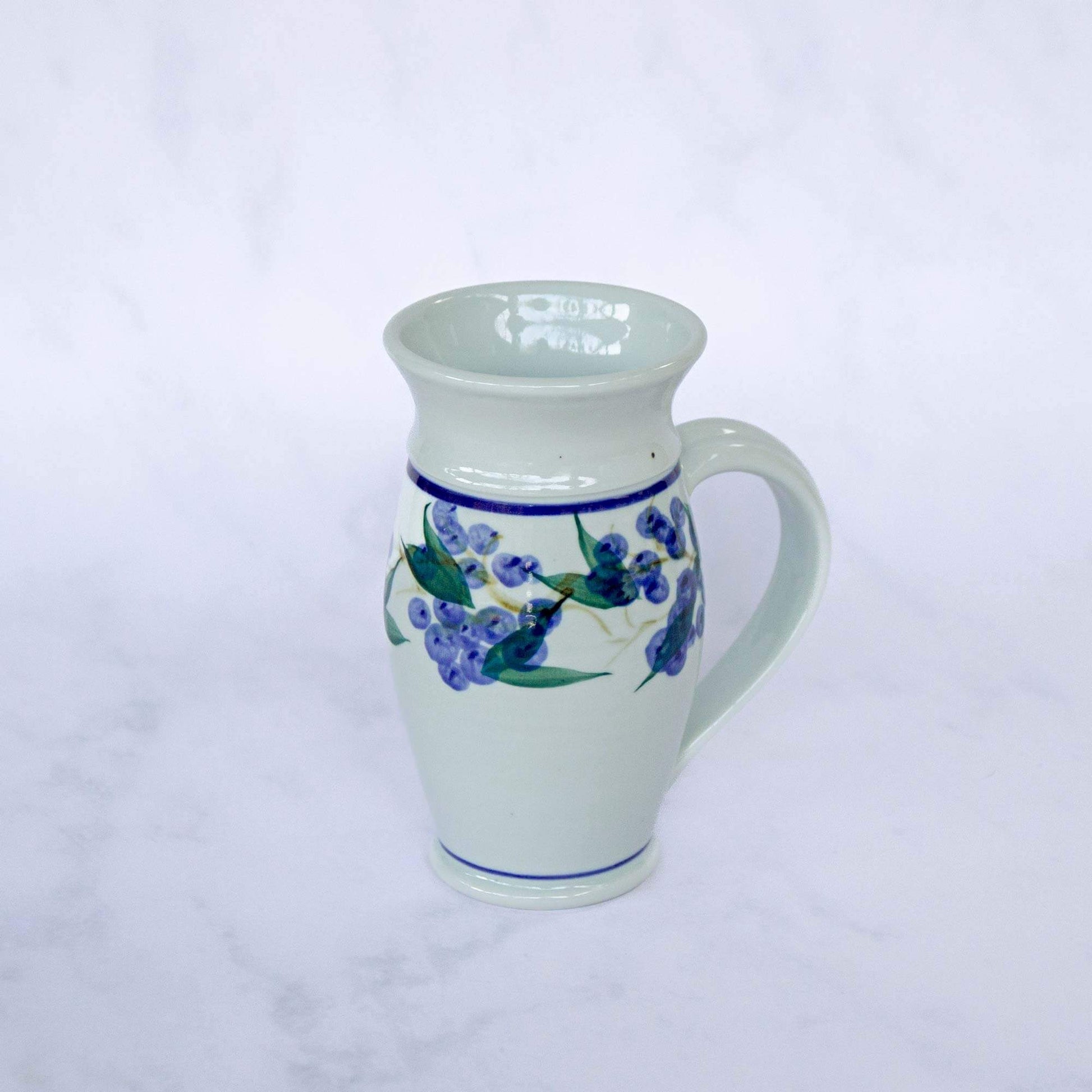 Handmade Pottery Beer Stein in Blueberry pattern made by Georgetown Pottery in Maine