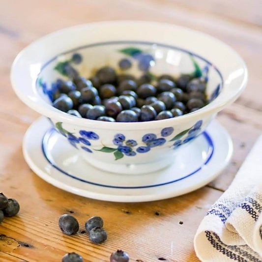 Blueberry Pattern Berry Bowl with Plate