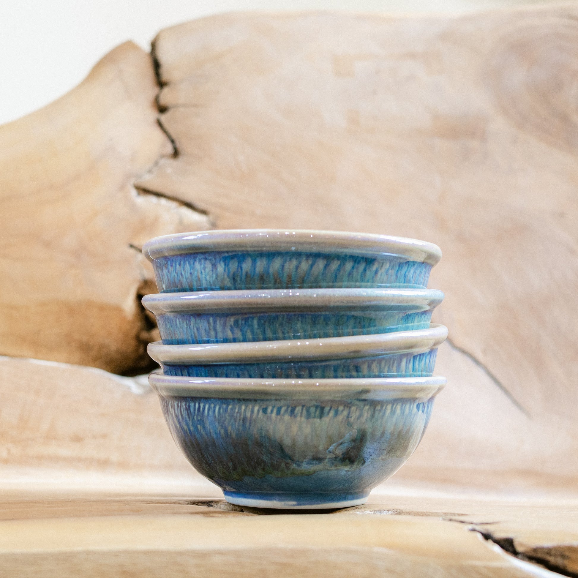 Porcelain Cereal Bowl in Blue Oribe handmade by Georgetown Pottery in Maine