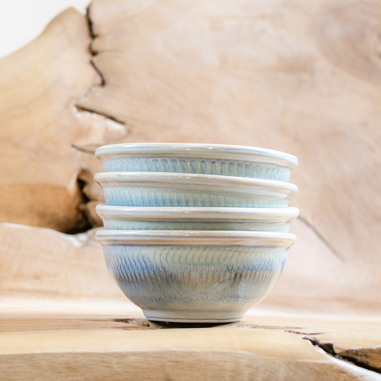 Porcelain Cereal Bowl in Ivory Blue handmade by Georgetown Pottery in Maine