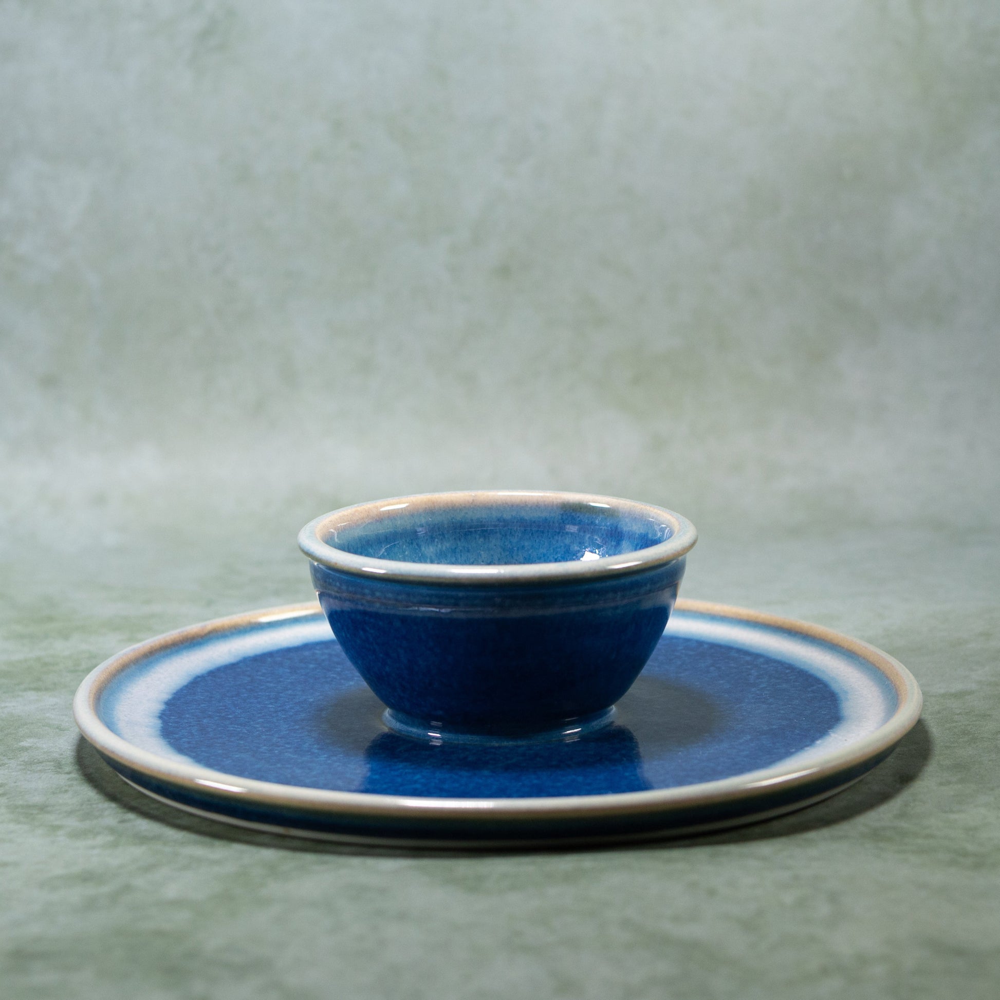 Ceramic Chip & Dip Tray  in Cobalt handmade by Georgetown Pottery in Maine