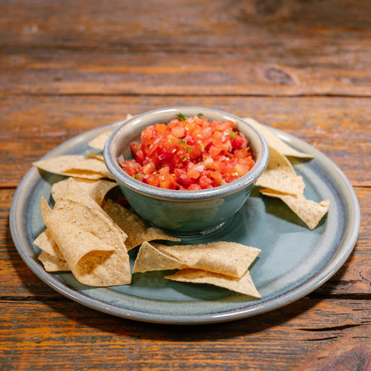 Ceramic Chip & Dip Tray in Green Oribe  handmade by Georgetown Pottery in Maine