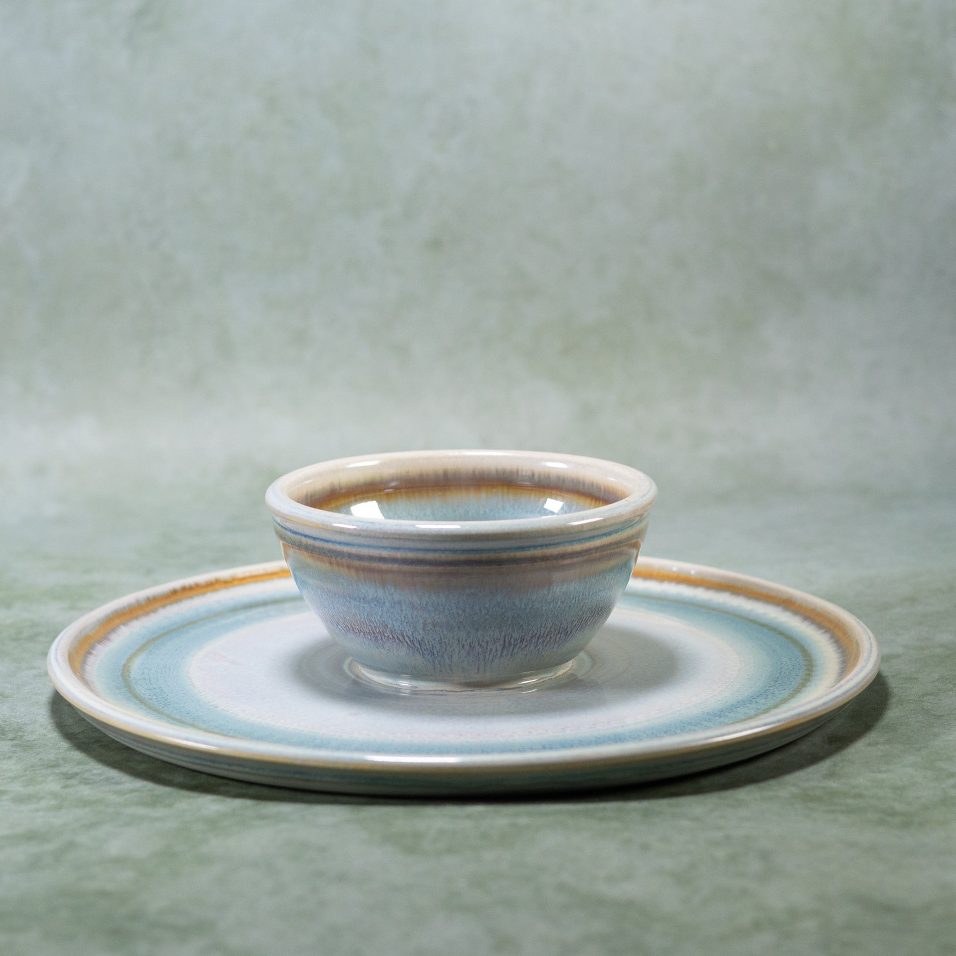 Ceramic Chip & Dip Tray in Ivory Blue handmade by Georgetown Pottery in Maine