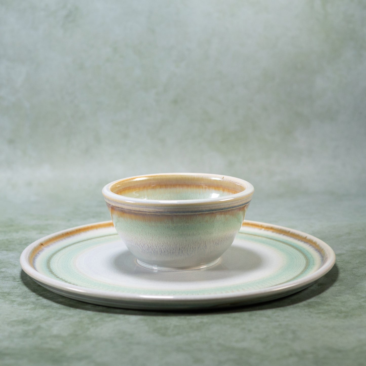 Ceramic Chip & Dip Tray  in Ivory Green handmade by Georgetown Pottery in Maine