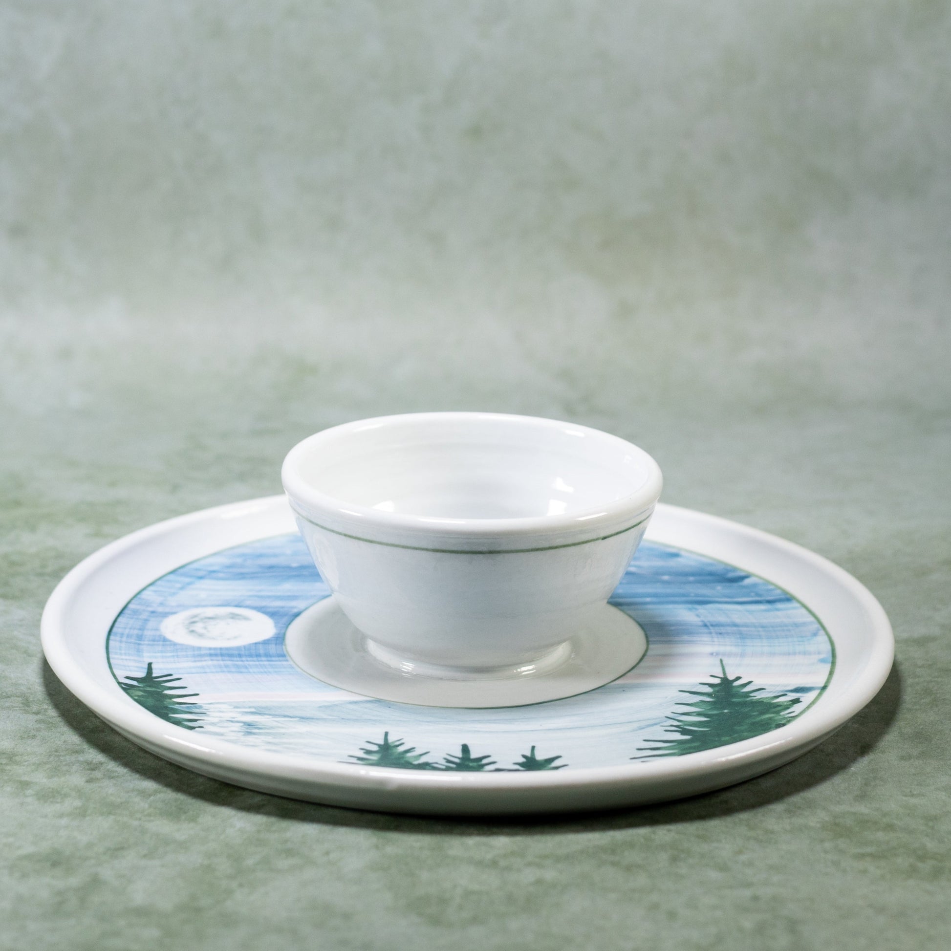 Ceramic Chip & Dip Tray in Moon pattern  handmade by Georgetown Pottery in Maine