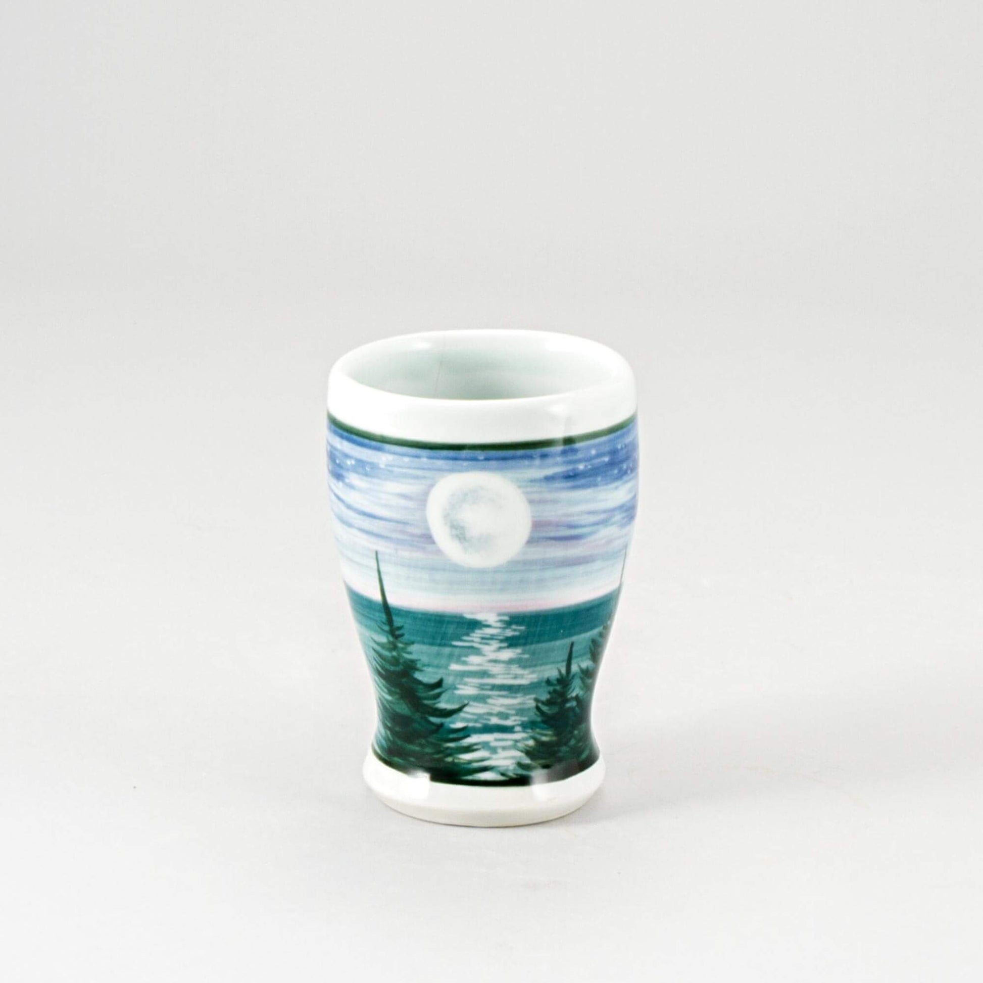 Handmade Pottery Curvy Tumbler in Moon pattern made by Georgetown Pottery in Maine