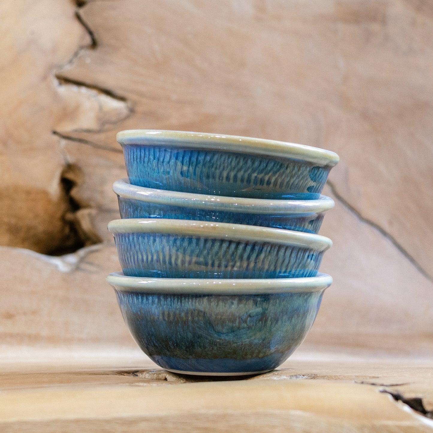 Porcelain Custard Bowl in Blue Oribe handmade by Georgetown Pottery in Maine