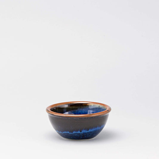 Handmade Pottery Custard Bowl in Blue Hamada pattern made by Georgetown Pottery in Maine