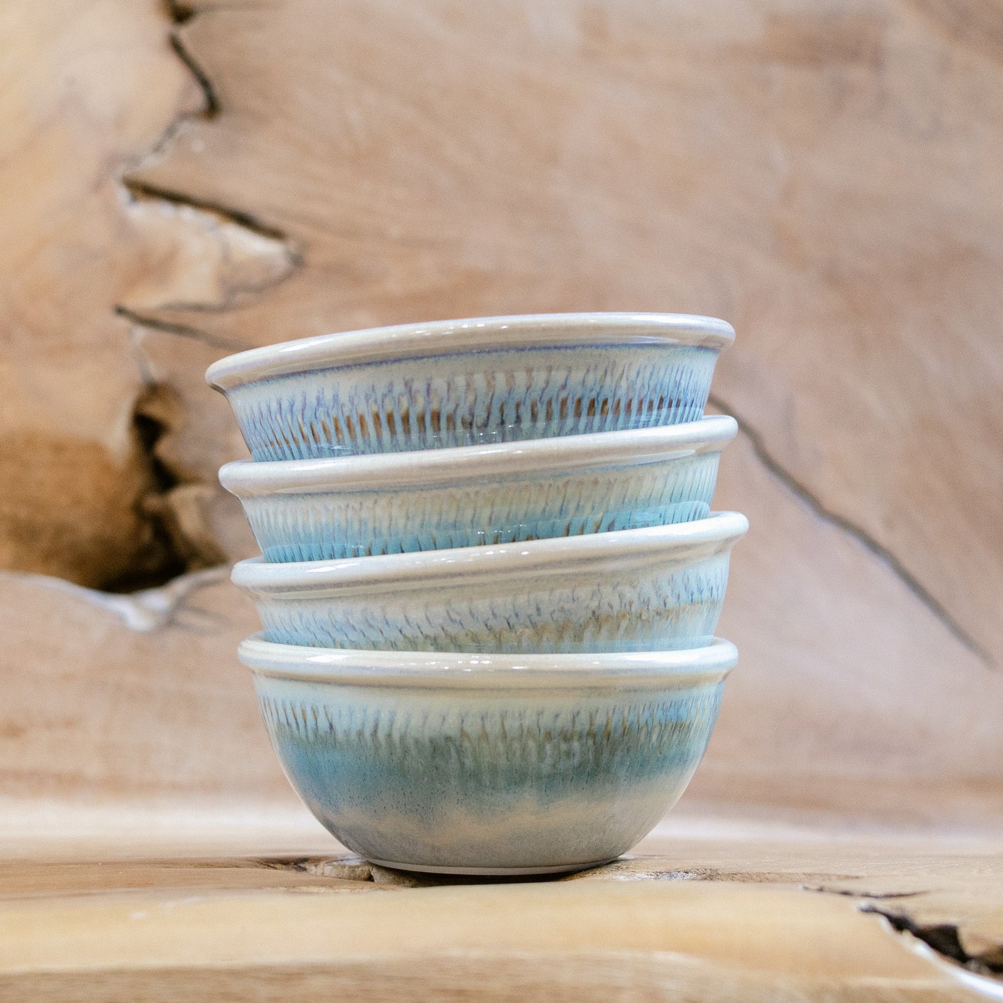 Porcelain Custard Bowl in Ivory Blue handmade by Georgetown Pottery in Maine