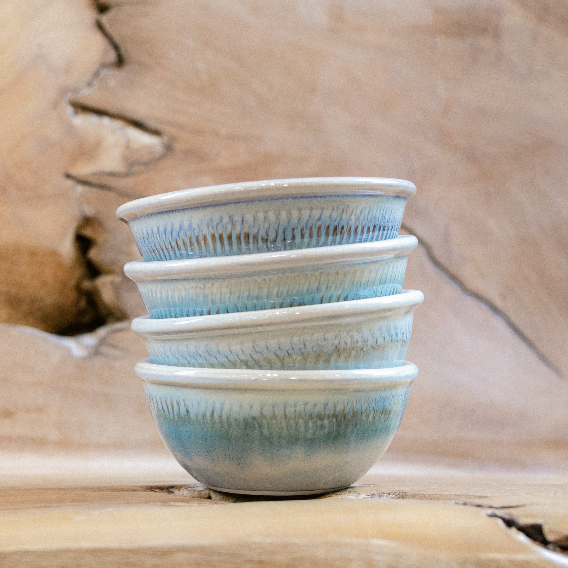 Porcelain Custard Bowl in Ivory Blue handmade by Georgetown Pottery in Maine
