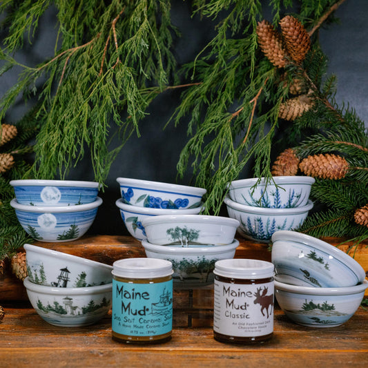 Pair of Custard Bowls & Maine Mud Sauce