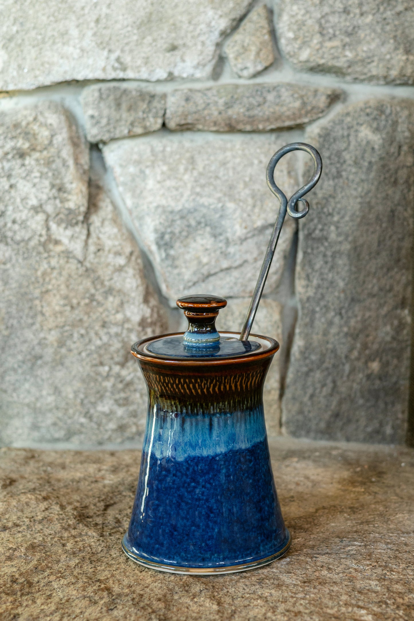 Handmade ceramic Firelighter in Blue Hamada made by Georgetown Pottery in Maine