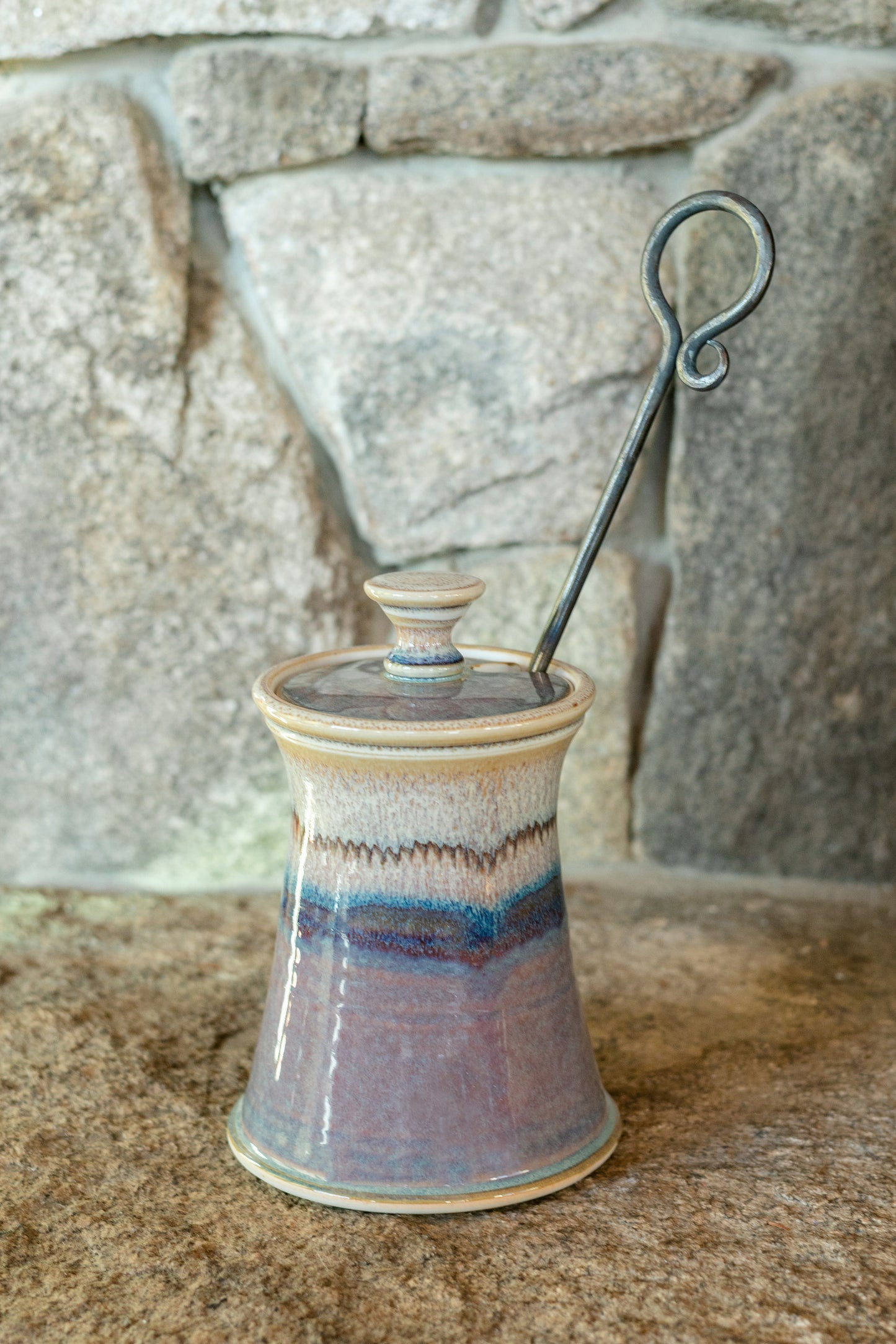 Handmade ceramic Firelighter in Purple Nuka made by Georgetown Pottery in Maine