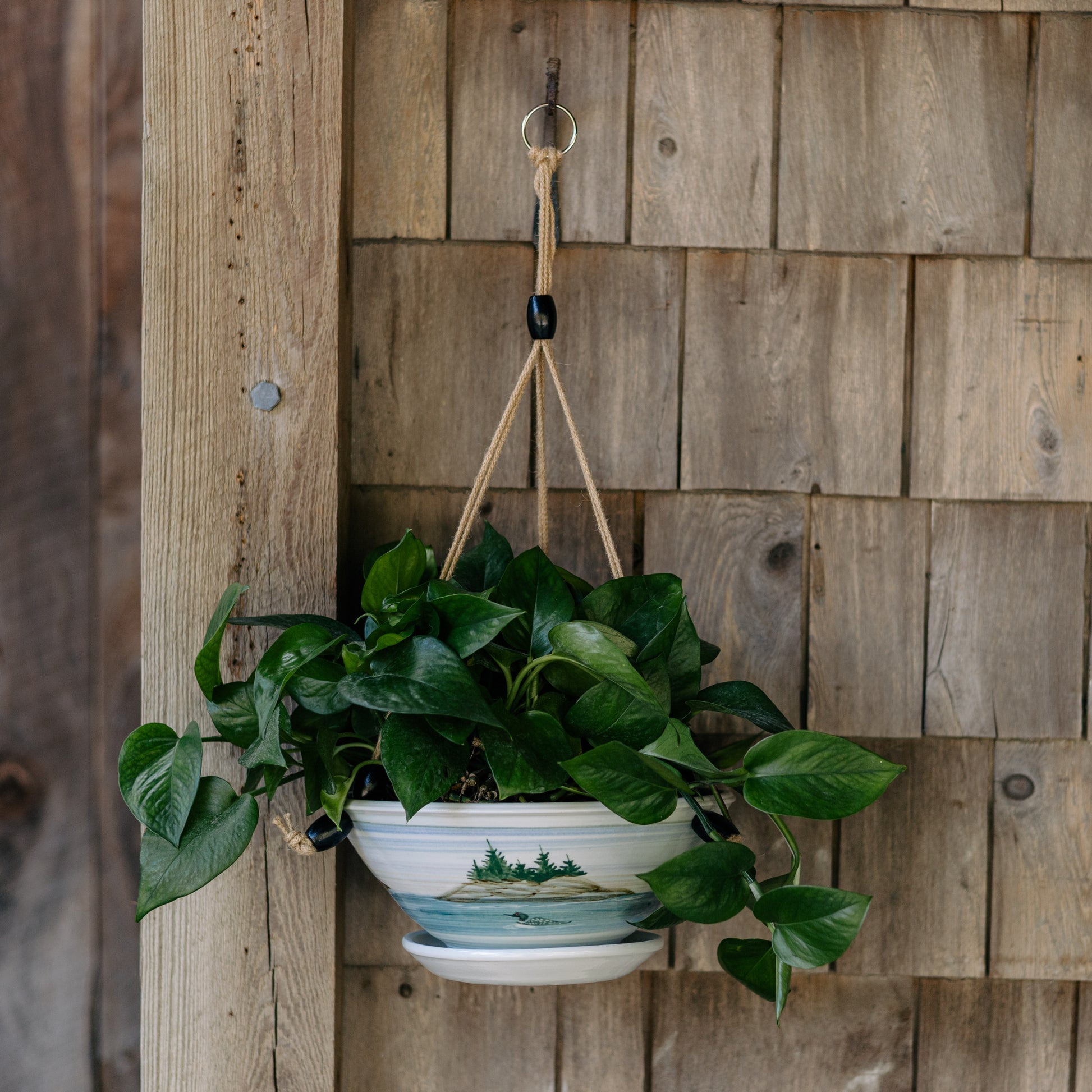 hanging plant bracket Georgetown Pottery 9-1/2 Inch Hanging Planter , handmade porcelain