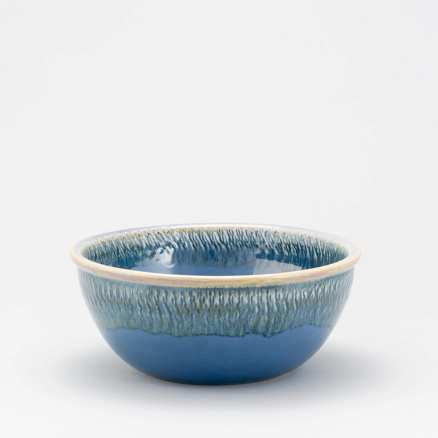 Handmade Pottery 10 Inch Mixing Bowl in Blue Oribe pattern made by Georgetown Pottery in Maine