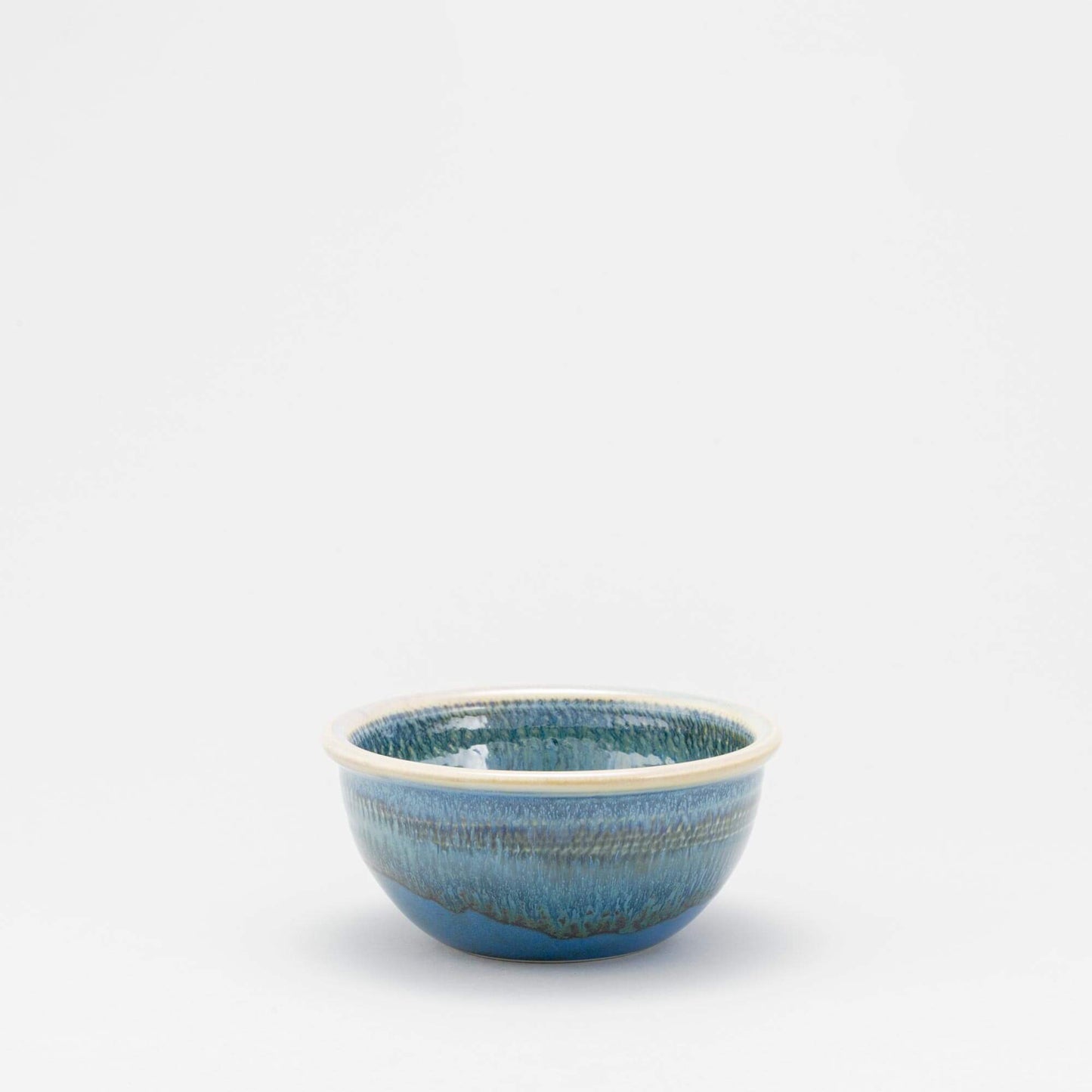Handmade Pottery 6 Inch Mixing Bowl in Blue Oribe pattern made by Georgetown Pottery in Maine
