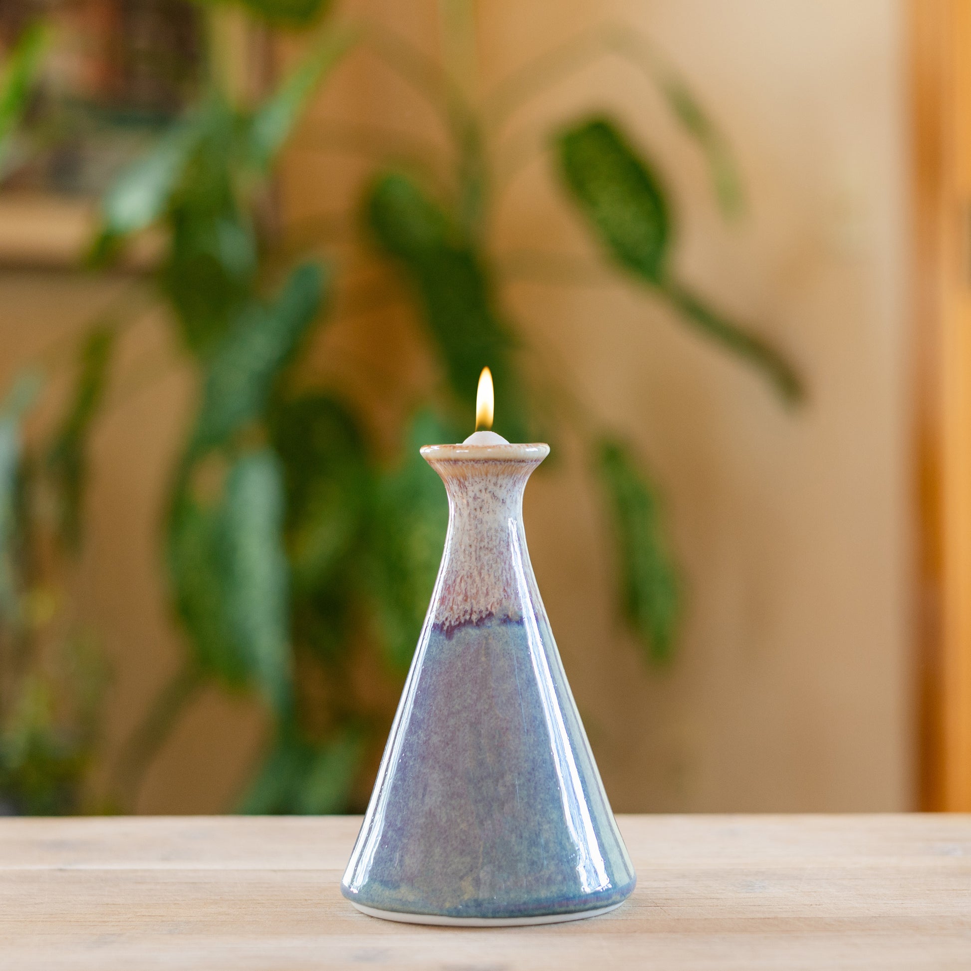 Handmade ceramic Oil Candle in Purple Nuka made by Georgetown Pottery in Maine