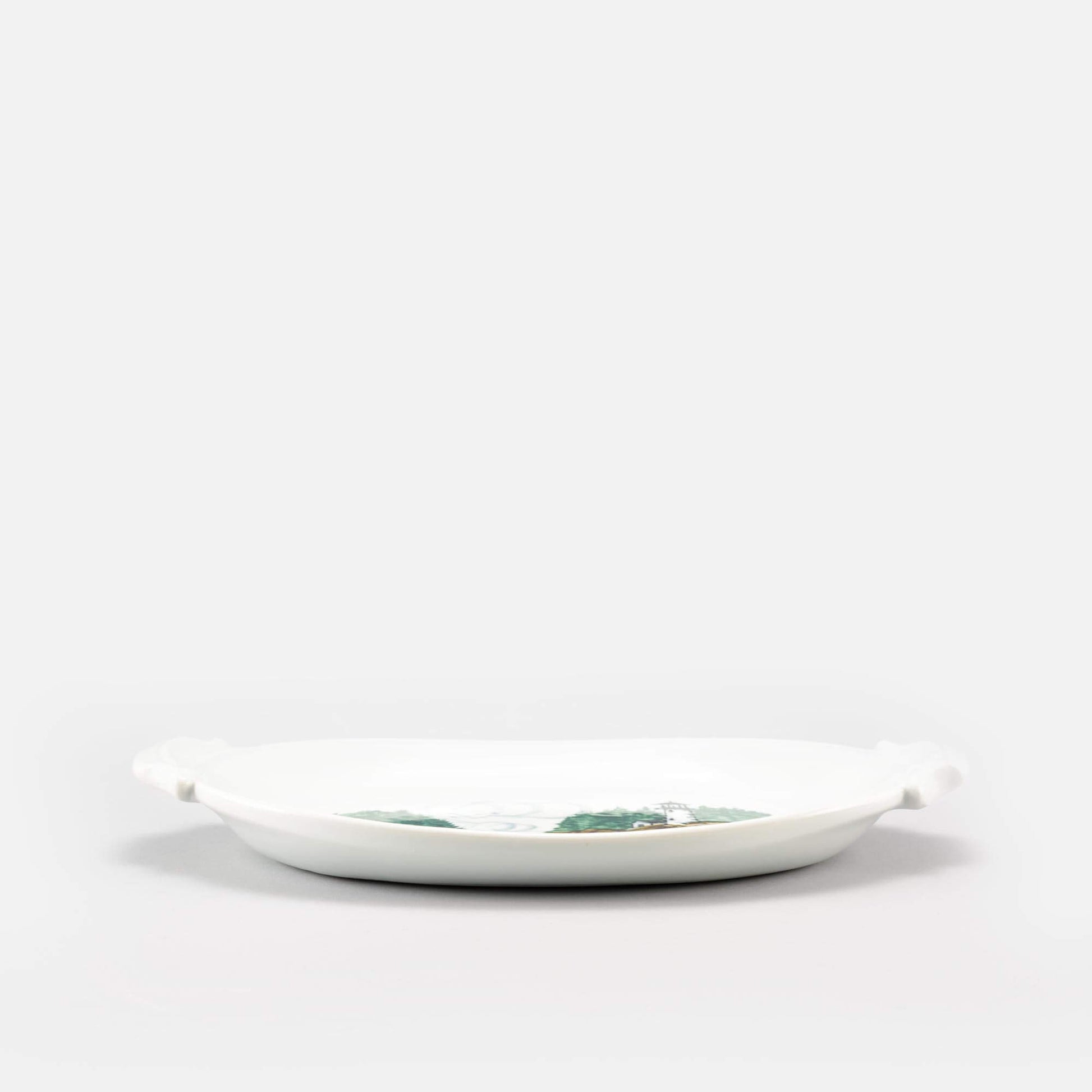 Handmade Pottery Oval Tray in Sailboat pattern made by Georgetown Pottery in Maine