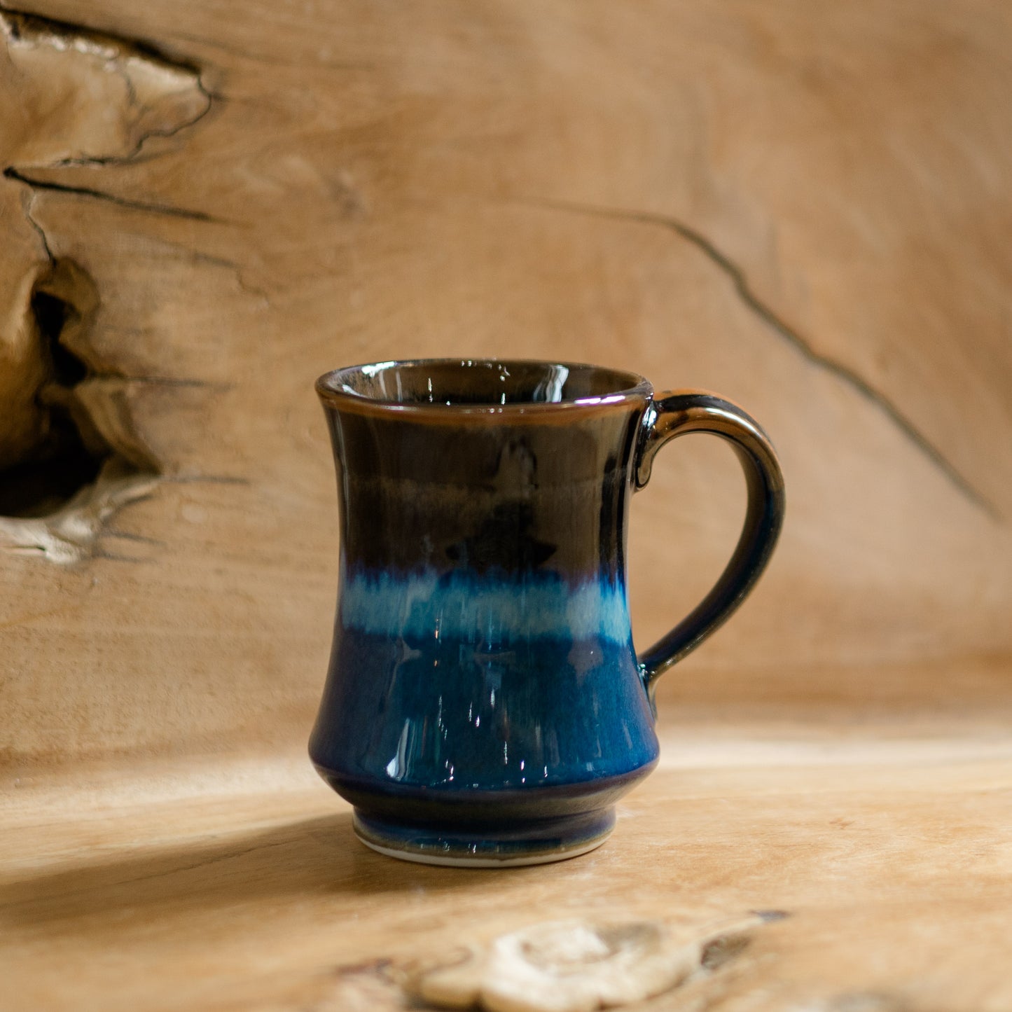 Pedestal Mug in Blue Hamada made by Georgetown Pottery in Maine 