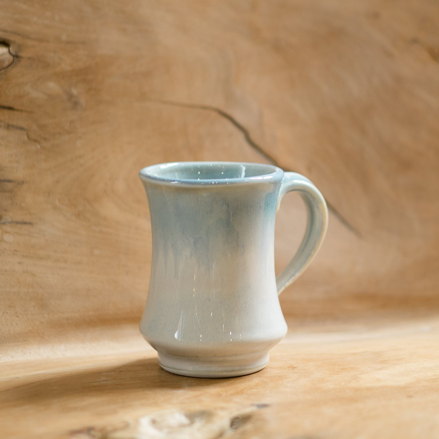 Pedestal Mug in Ivory Blue made by Georgetown Pottery in Maine 