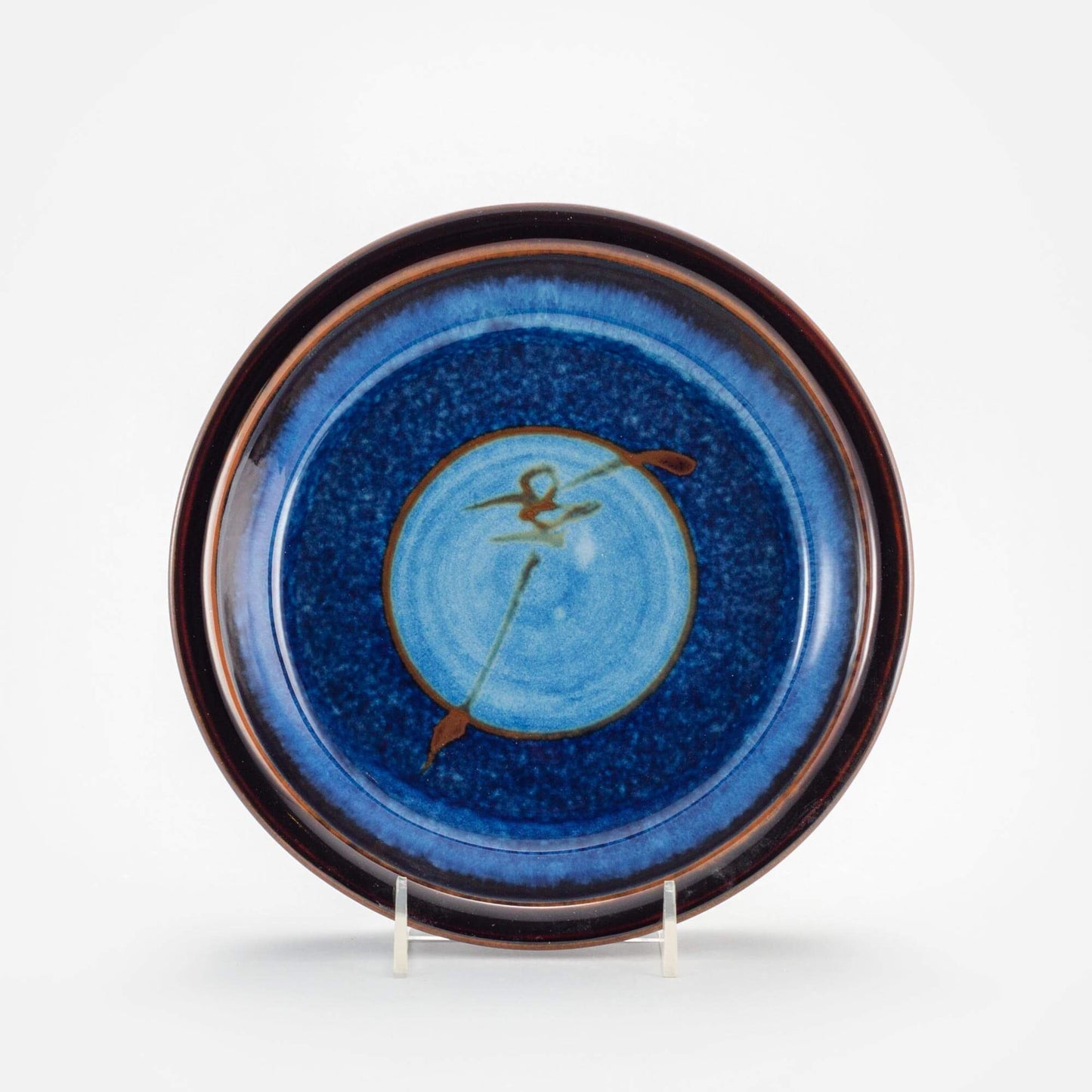 Handmade Pottery Pie Plate in Blue Hamada pattern made by Georgetown Pottery in Maine