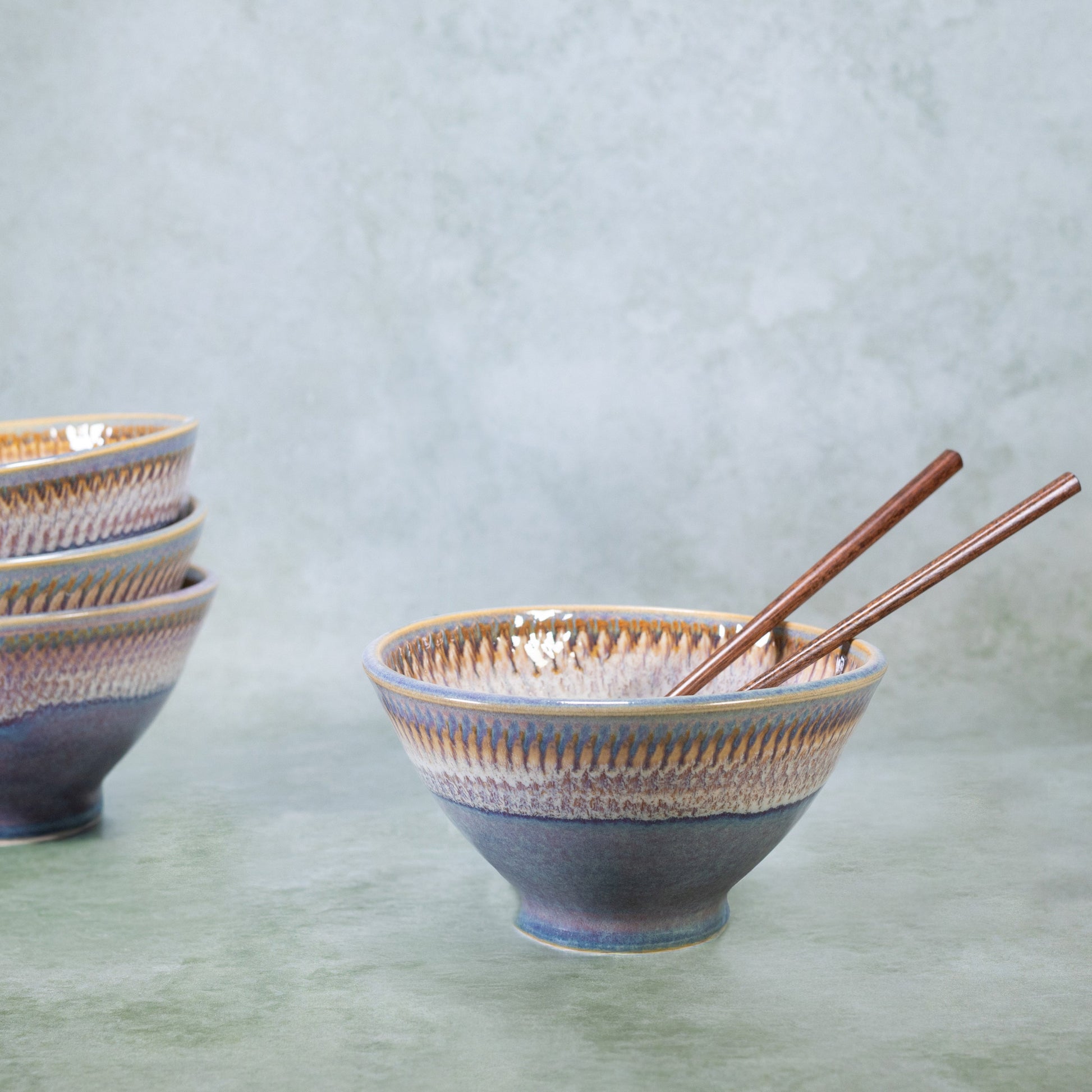 Ceramic Rice & Noodle Bowl in Purple Nuka handmade by Georgetown Pottery in Maine