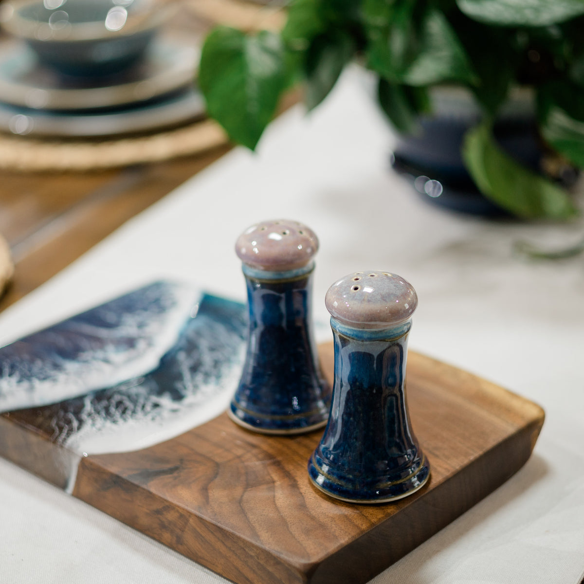 Salt & Pepper handmade by Georgetown Pottery in Maine in Blue Hamada ...
