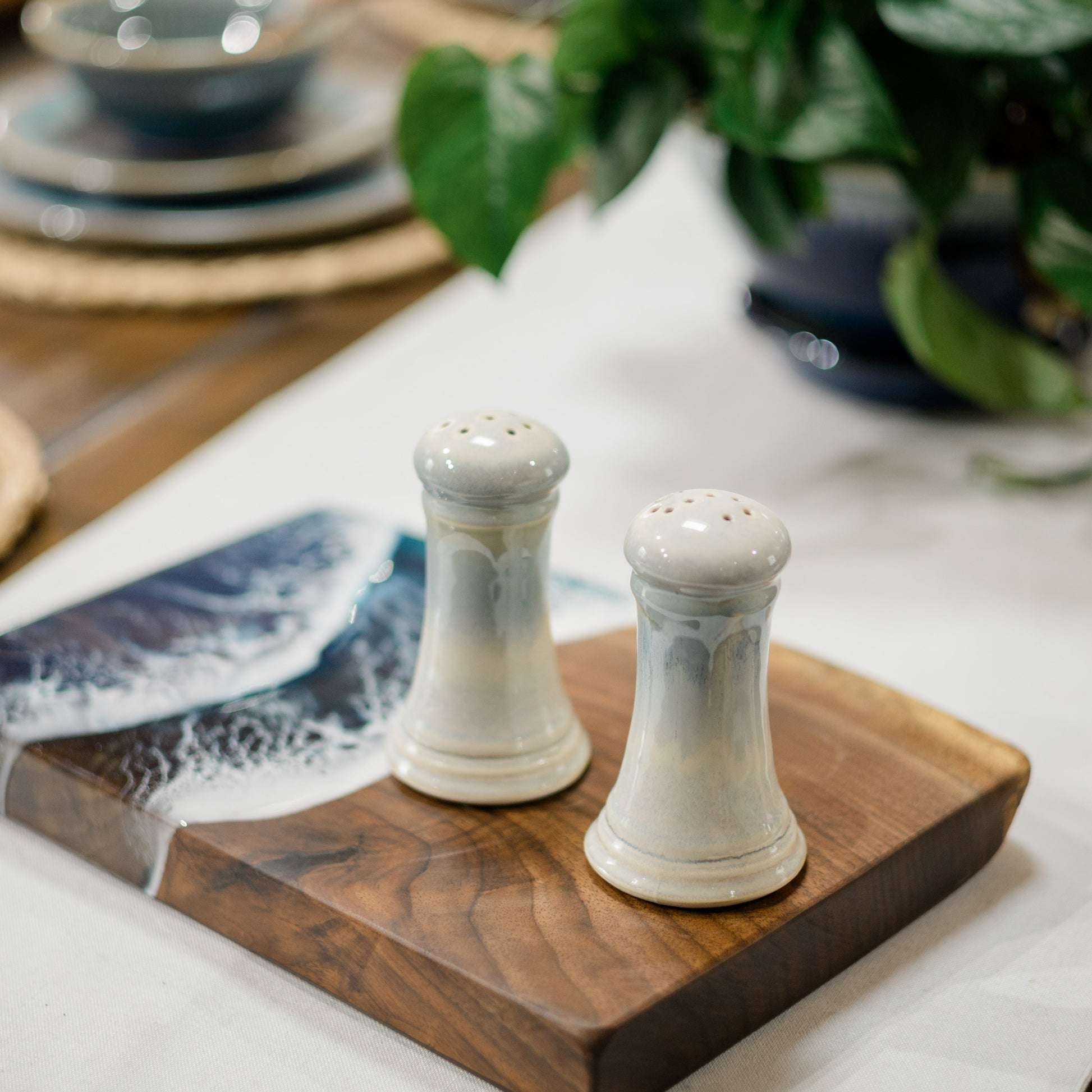 Handmade ceramic Salt & Pepper set  made by Georgetown Pottery in Maine