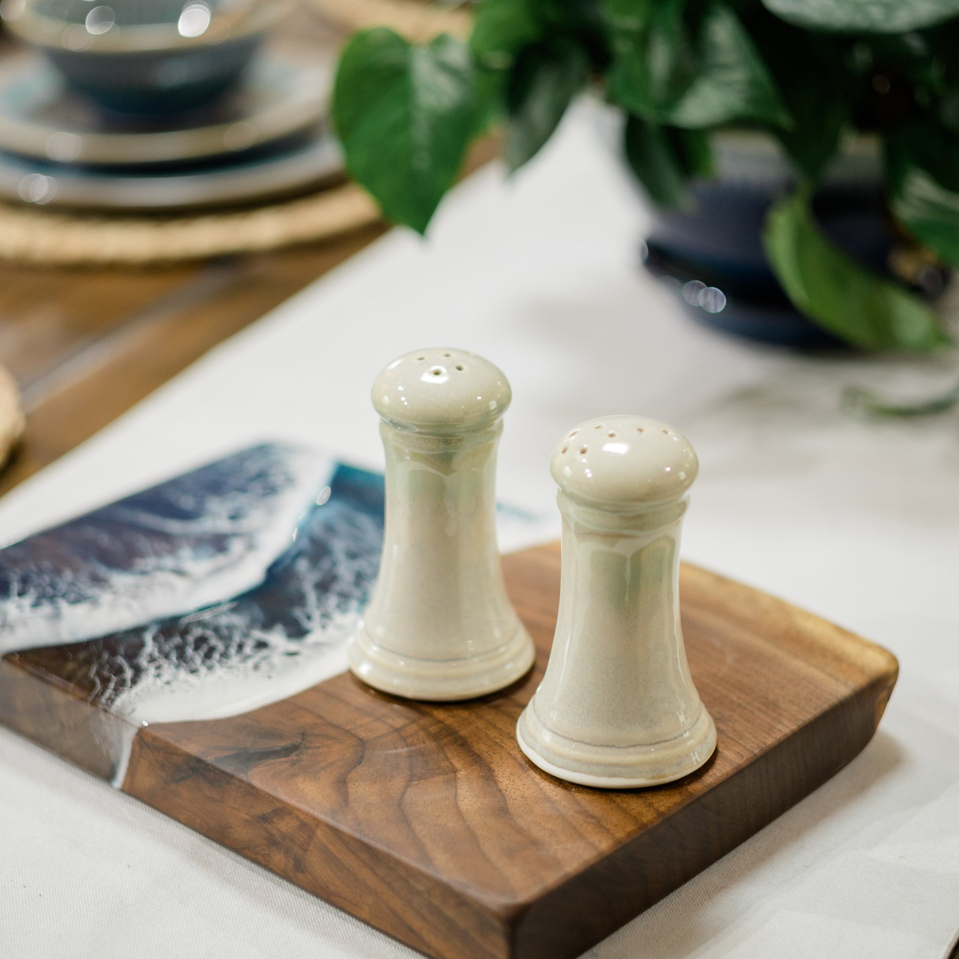 Handmade ceramic Salt & Pepper set  made by Georgetown Pottery in Maine