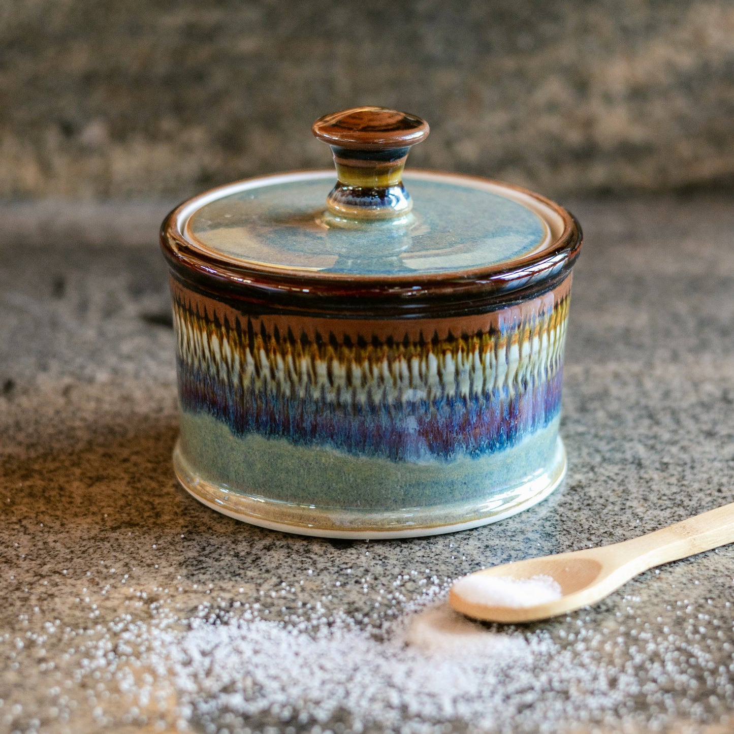 Handmade ceramic Salt Cellar in Purple Hamada made by Georgetown Pottery in Maine
