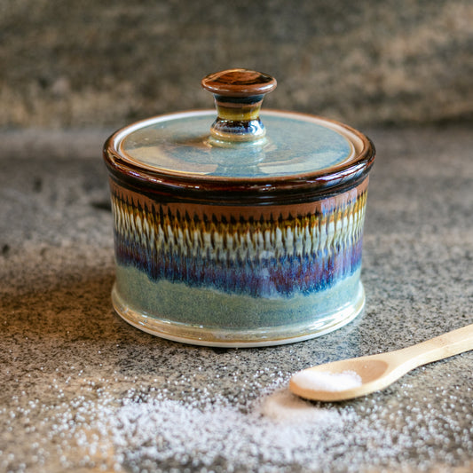 Handmade ceramic Salt Cellar in Purple Hamada made by Georgetown Pottery in Maine