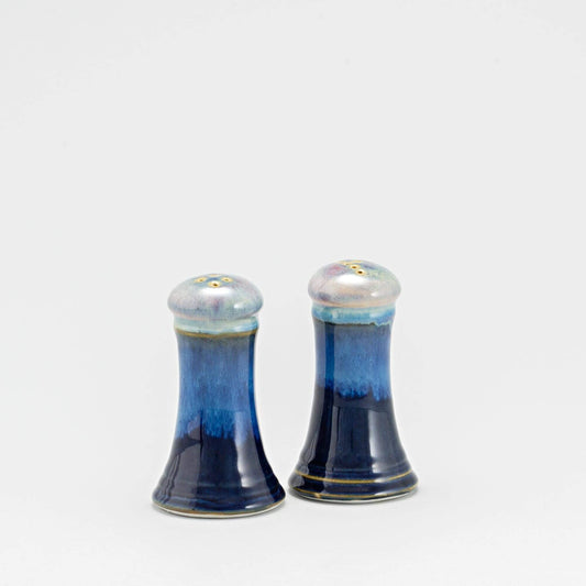Handmade Pottery Salt & Pepper in Cobalt pattern made by Georgetown Pottery in Maine