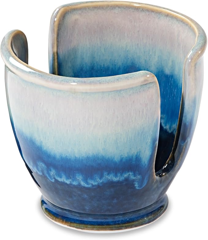 Handmade spongeholder in Cobalt pattern made by Georgetown Pottery in Maine