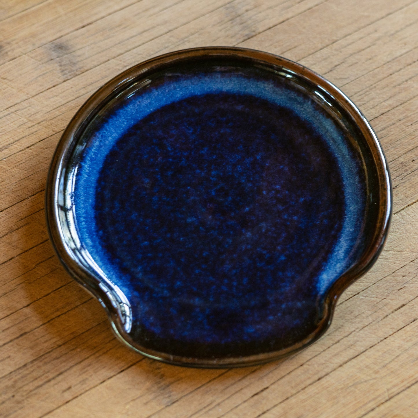 Handmade ceramic Spoon Rest in Blue Hamade made by Georgetown Pottery in Maine