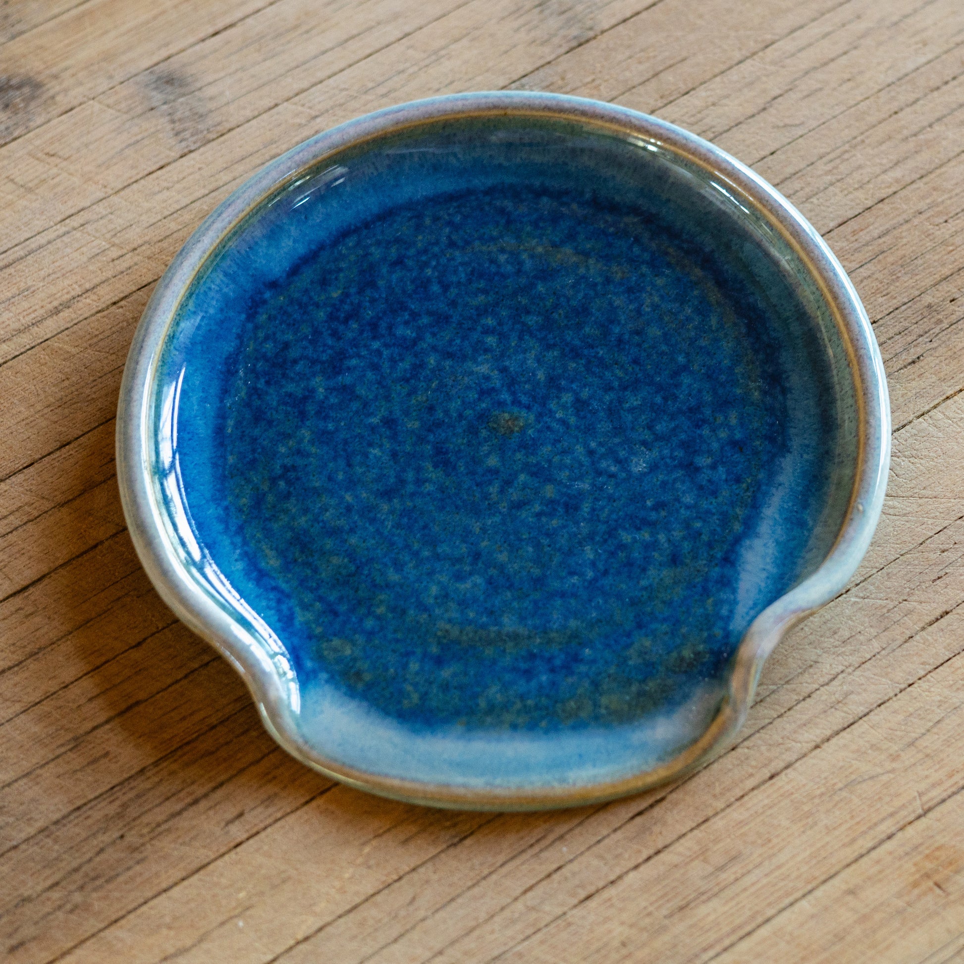 Handmade ceramic Spoon Rest in Cobalt made by Georgetown Pottery in Maine