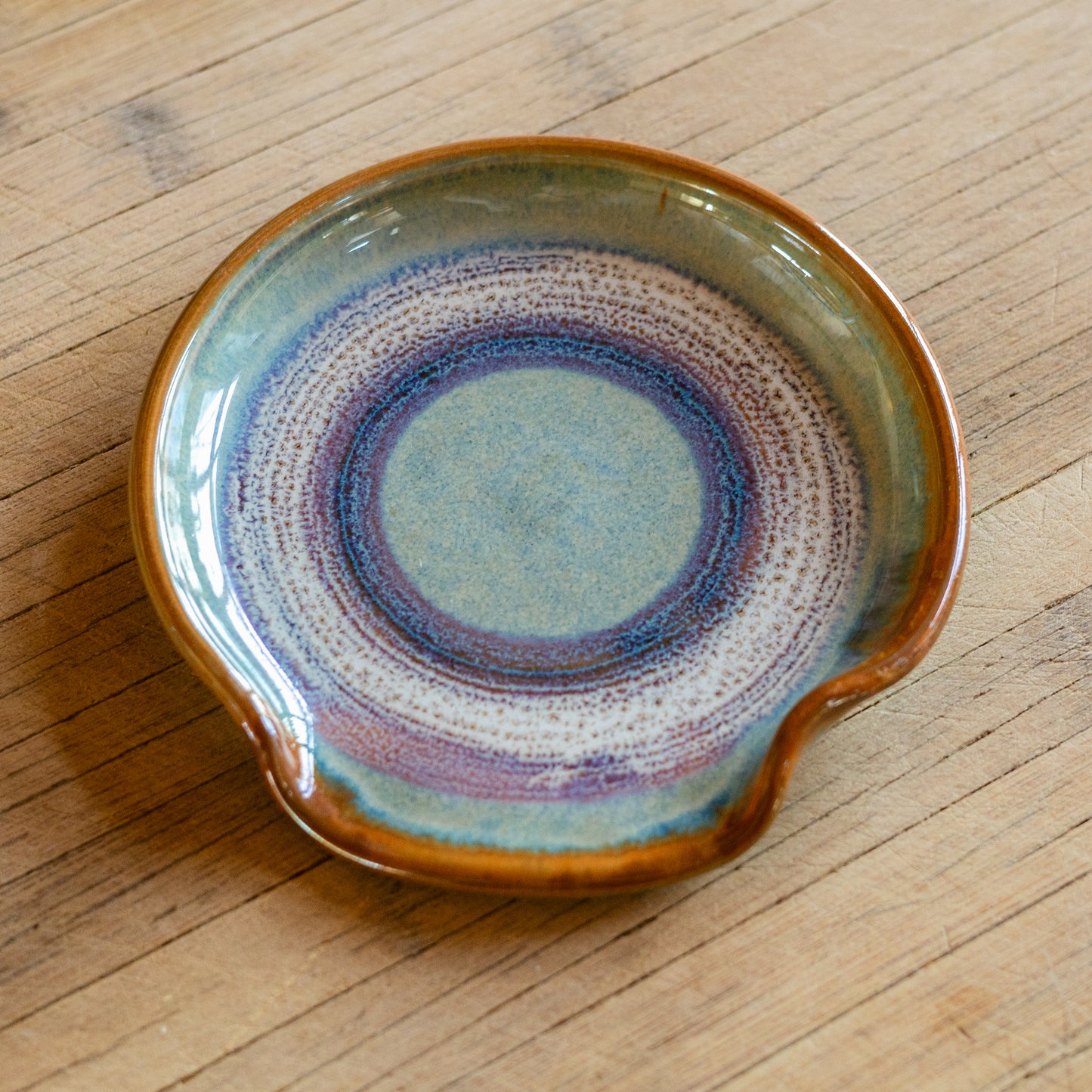 Handmade ceramic Spoon Rest in Purple Nuka made by Georgetown Pottery in Maine