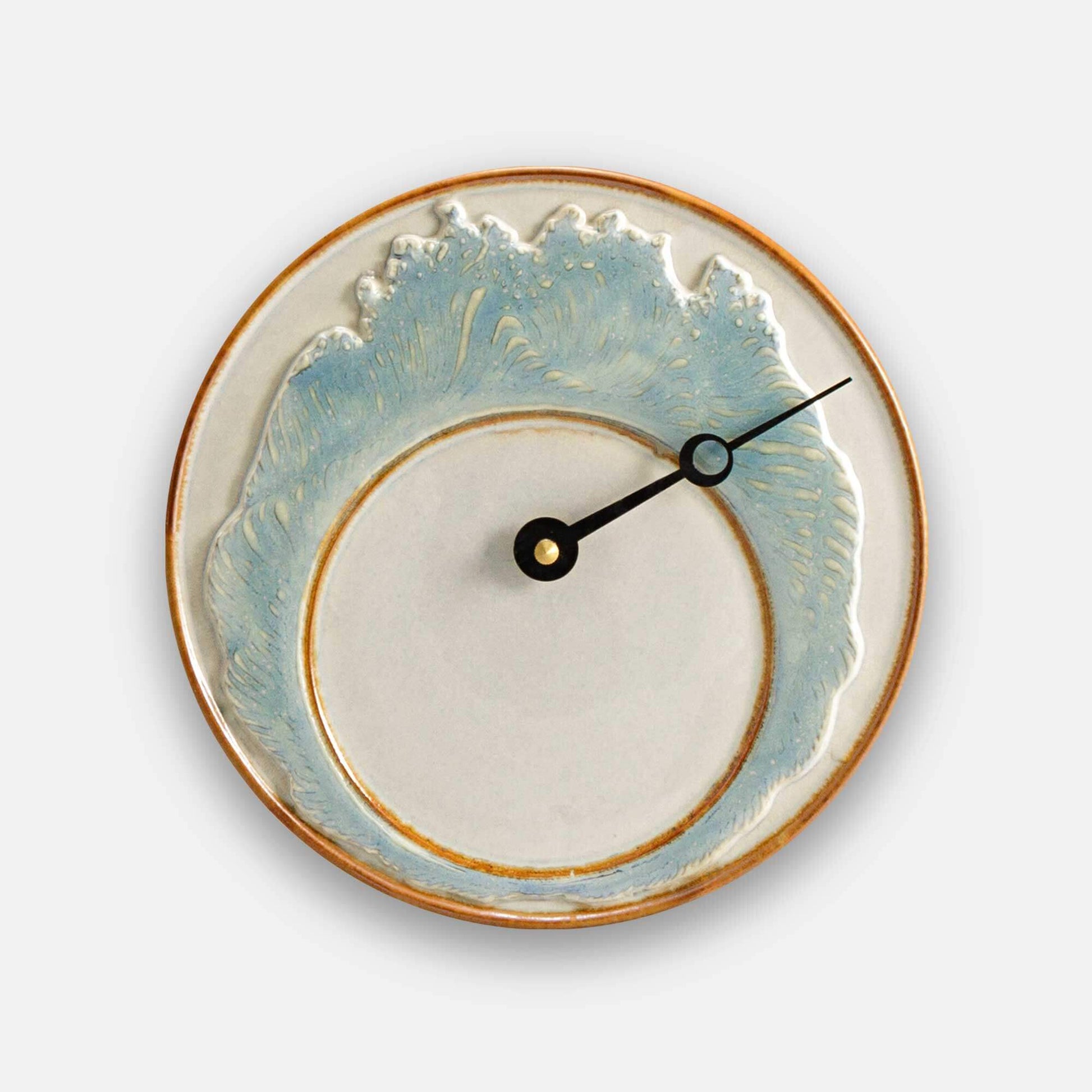 Handmade Pottery Tide Clock in Ivory Wave pattern made by Georgetown Pottery in Maine