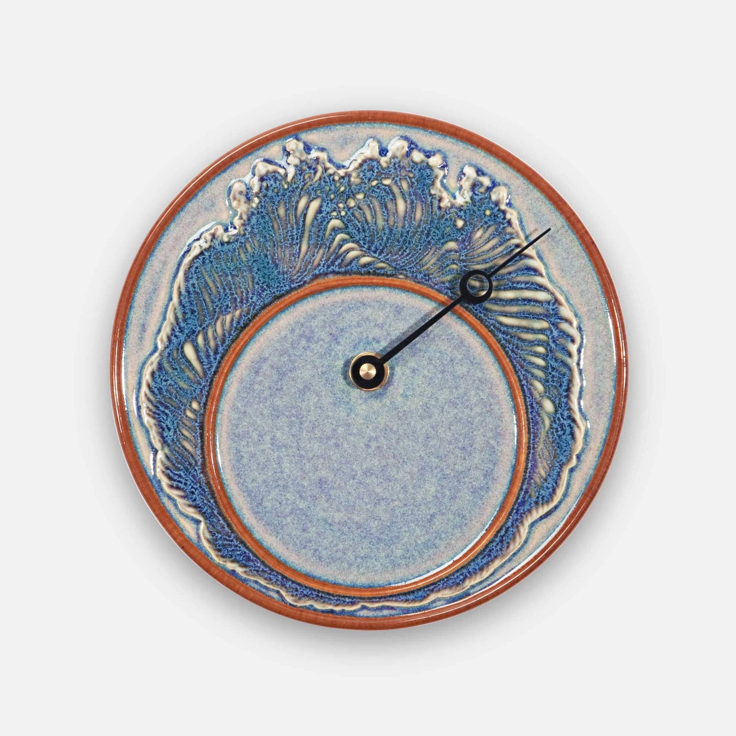 Handmade Pottery Tide Clock in Purple Wave pattern made by Georgetown Pottery in Maine