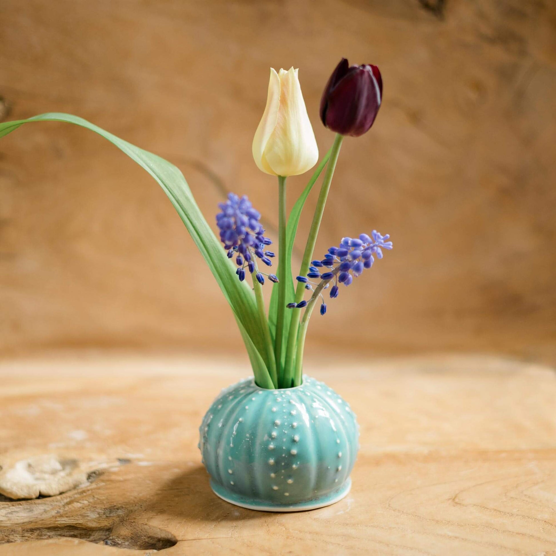 Urchin Ikebana Vase in Jade Glaze by Georgetown Pottery, made in Maine 
