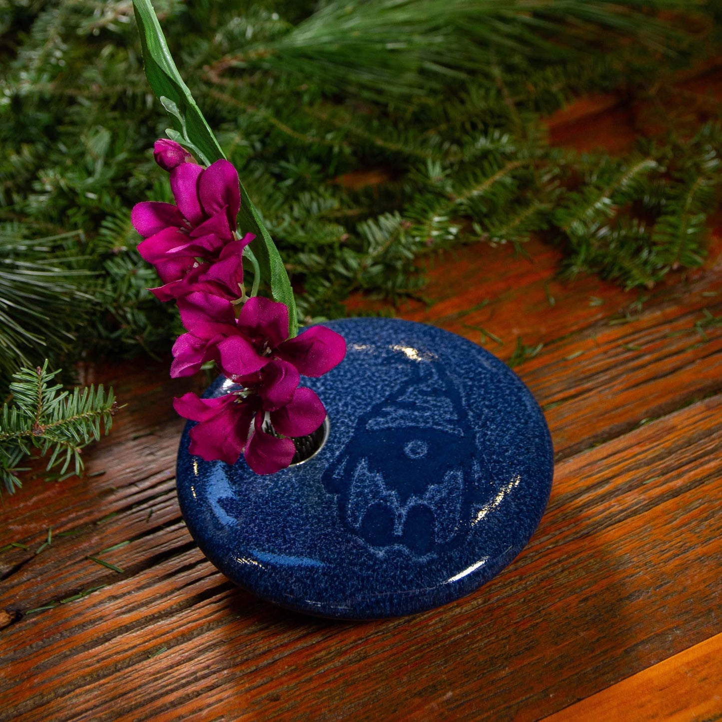 Large Round Ikebana in Blue Gnome