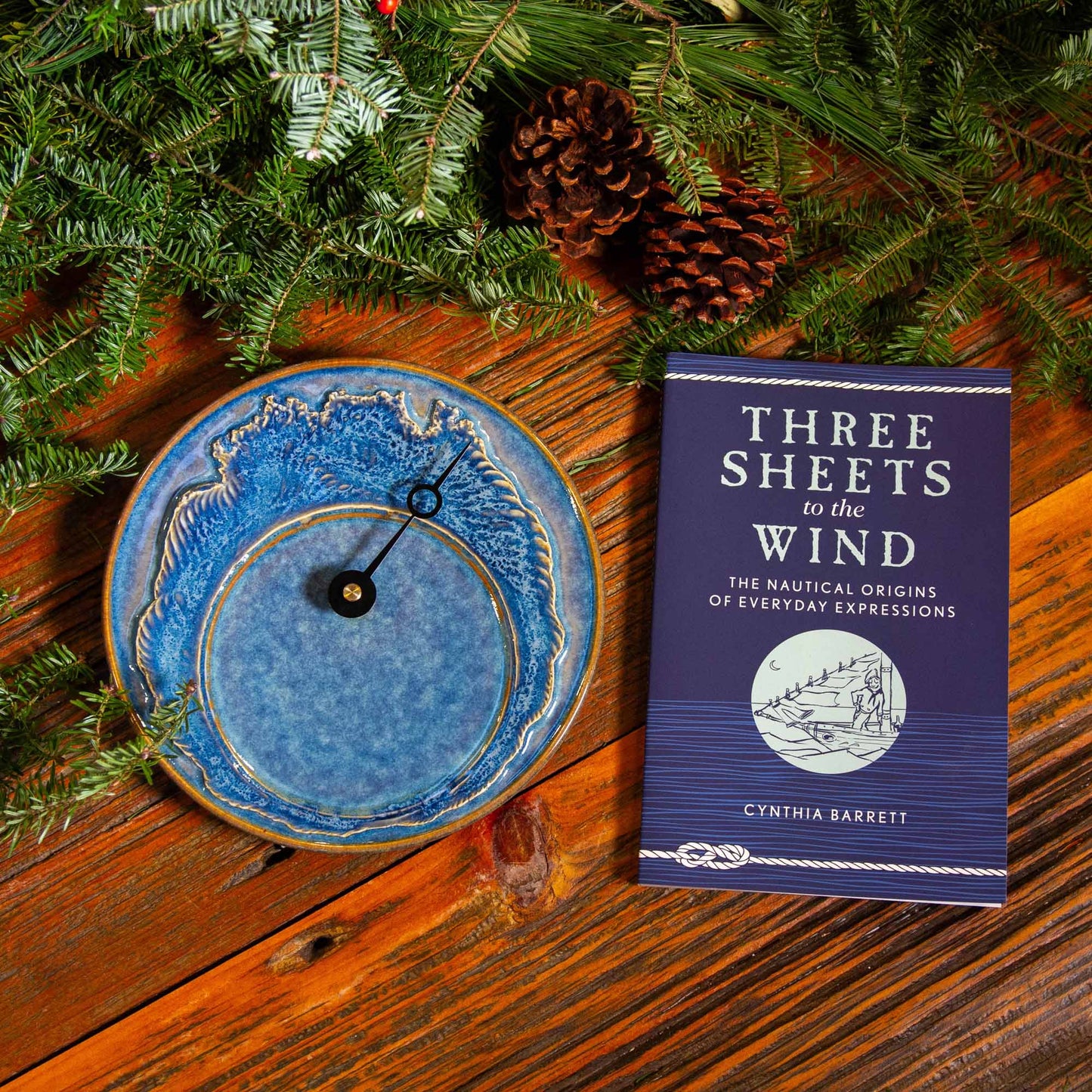 Pairing - Specialty Tide Clock w/ Three Sheets To The Wind Book in Blue