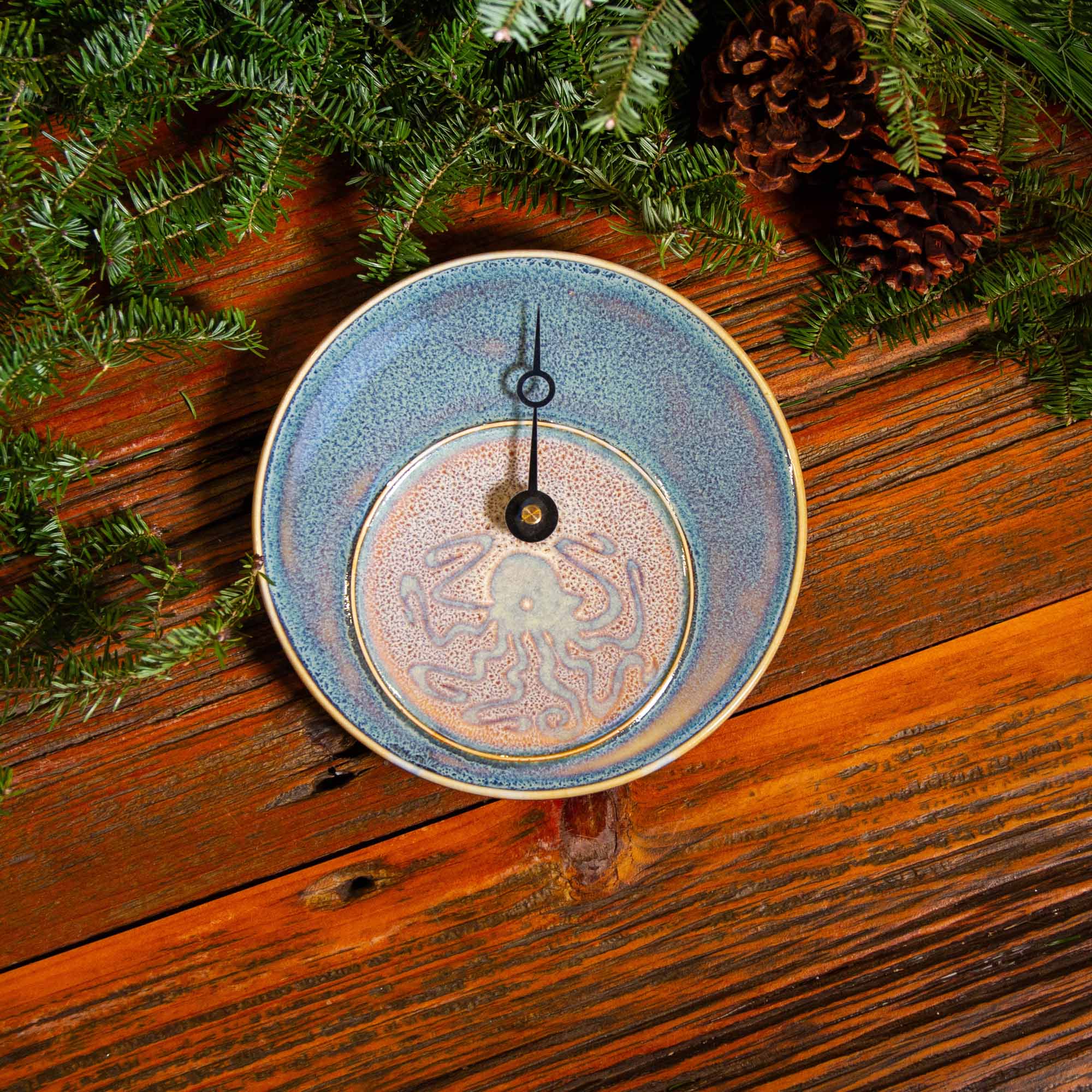 Specialty Tide Clock in Purple Octopus Pottery