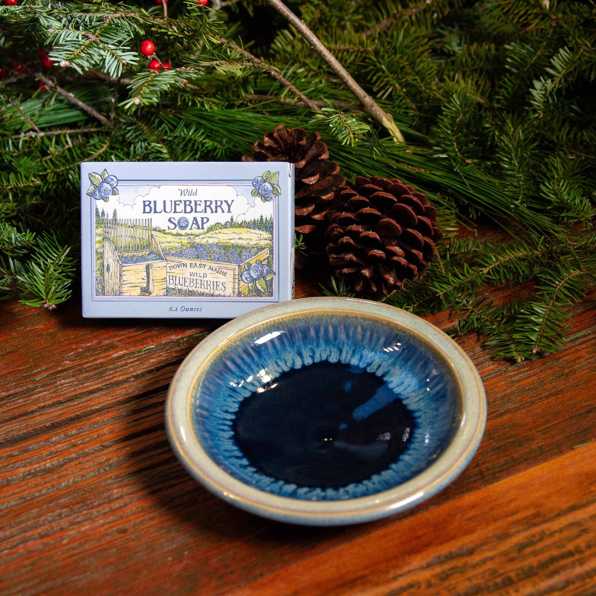 Pairing - Dipping Dish w/ Maine Made Blueberry Soap in Chattered Cobalt