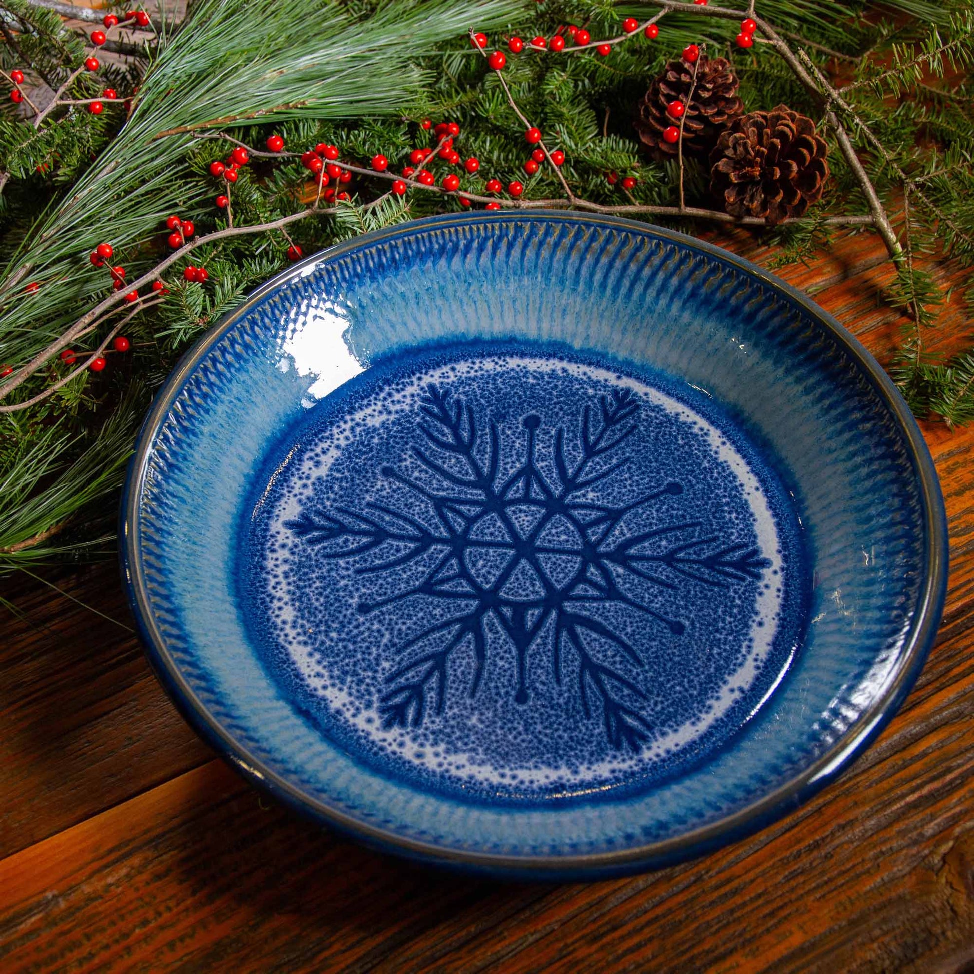 Harvest Bowl in Chattered Blue Snowflake