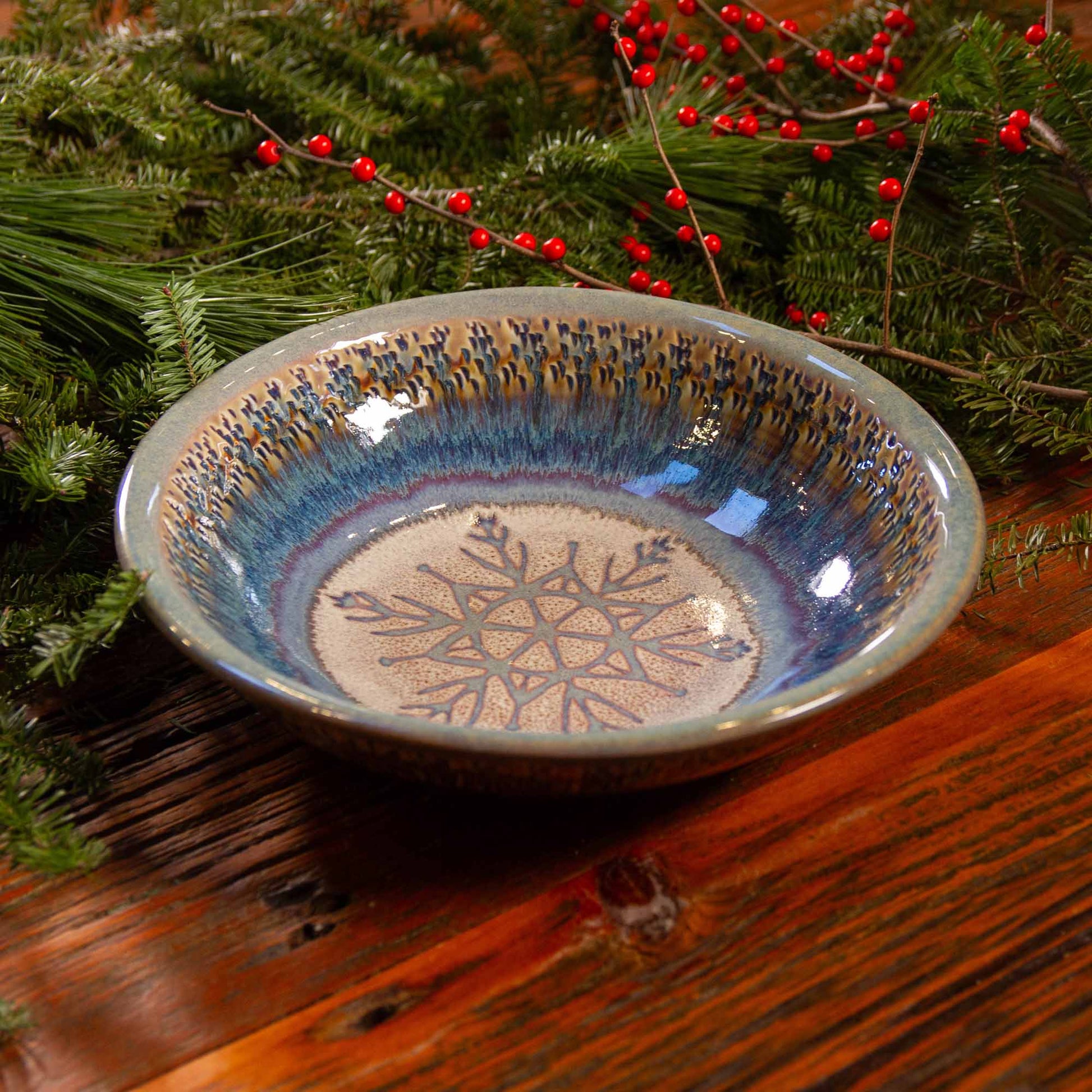 Small Serving Pasta Bowl in Chattered Purple Snowflake