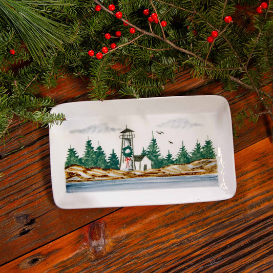 Tapas Plate in Brushwork Christmas Lighthouse