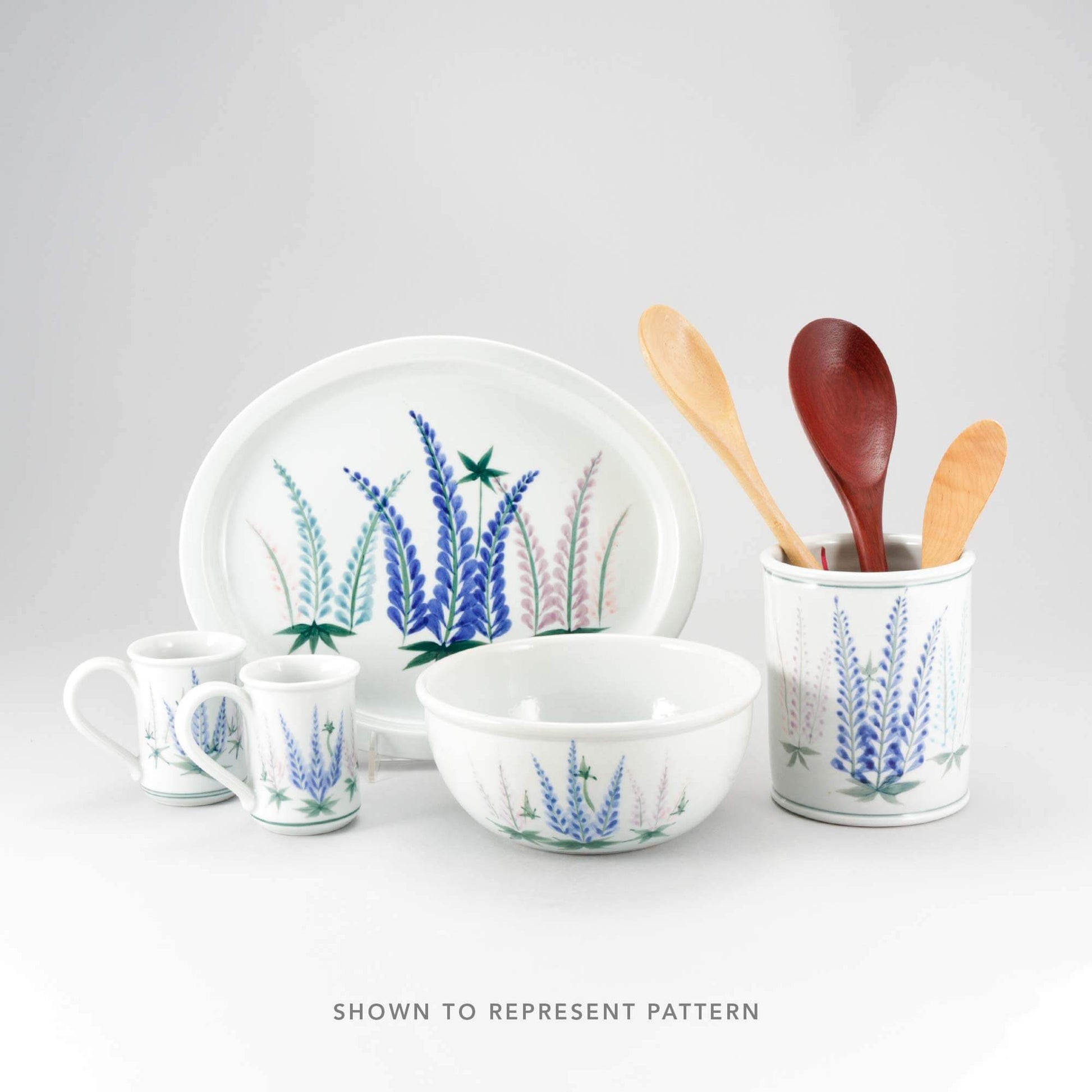Handmade Pottery xx in Lupine pattern made by Georgetown Pottery in Maine