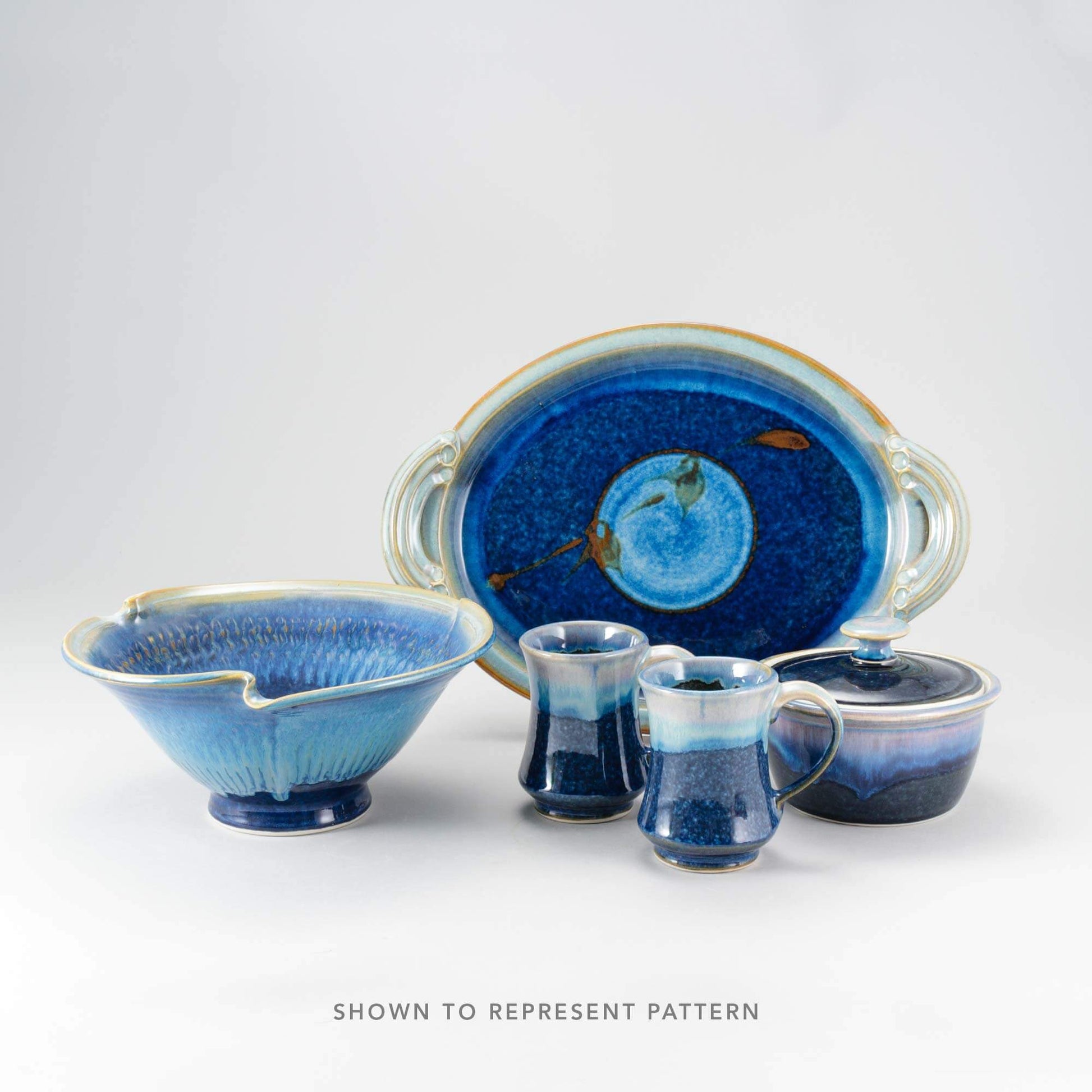 Handmade Pottery in Cobalt pattern made by Georgetown Pottery in Maine